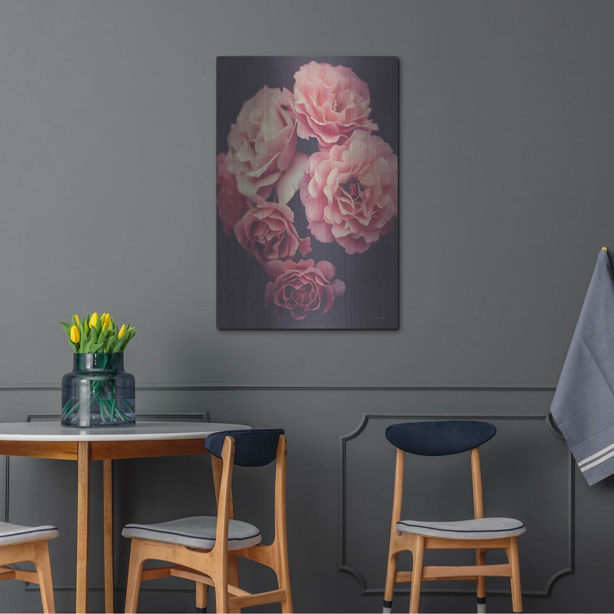 'Dreamy Roses' by Seven Trees Design – Metal Wall Art, 24x36 room view
