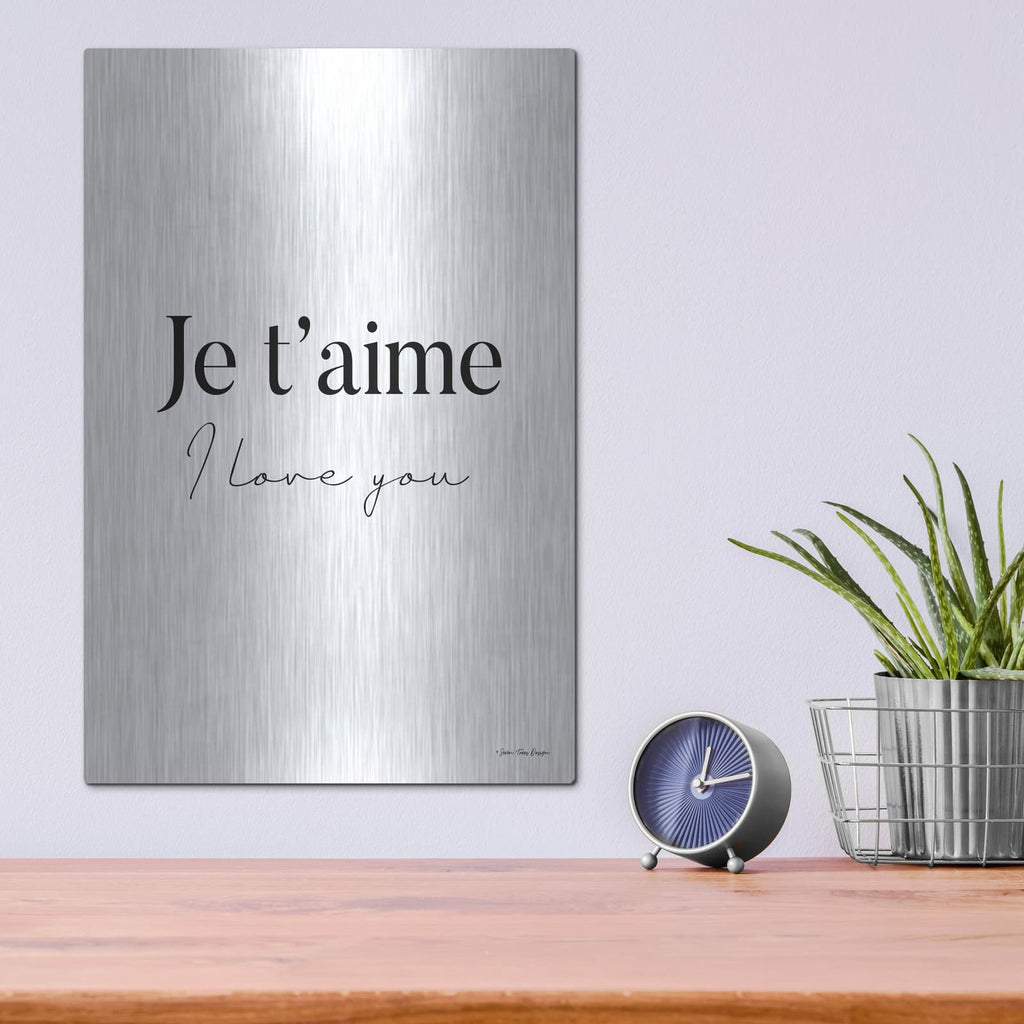 'I Love You In French' by Seven Trees Design – Metal Wall Art, 12x16 room view