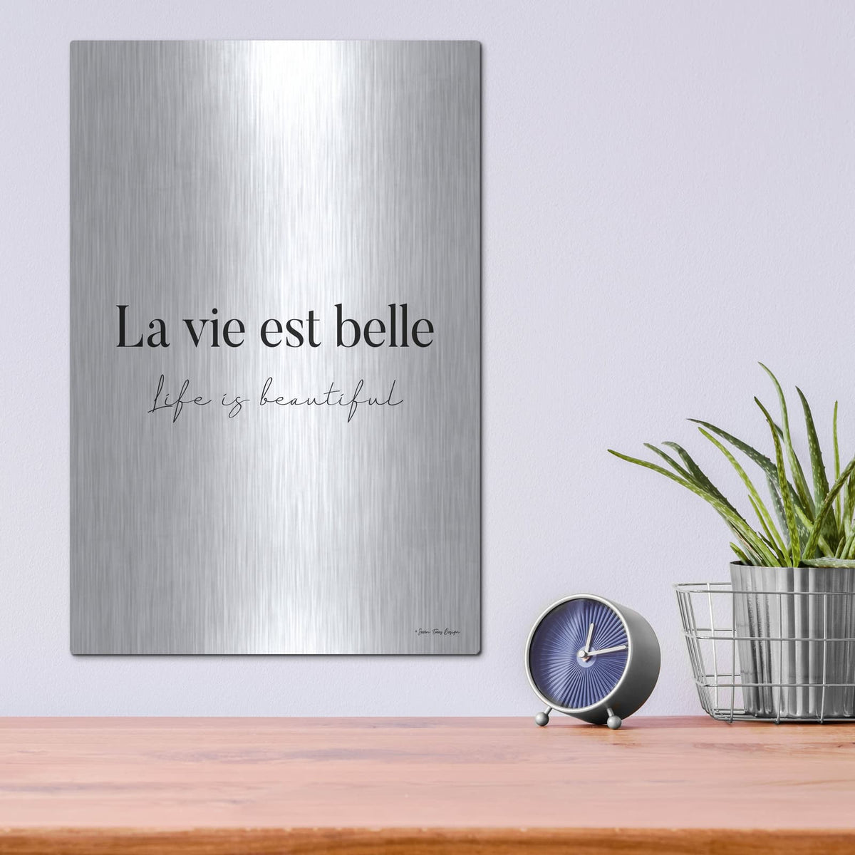 'Life Is Beautiful In French' by Seven Trees Design – Metal Wall Art, 12x16 room view