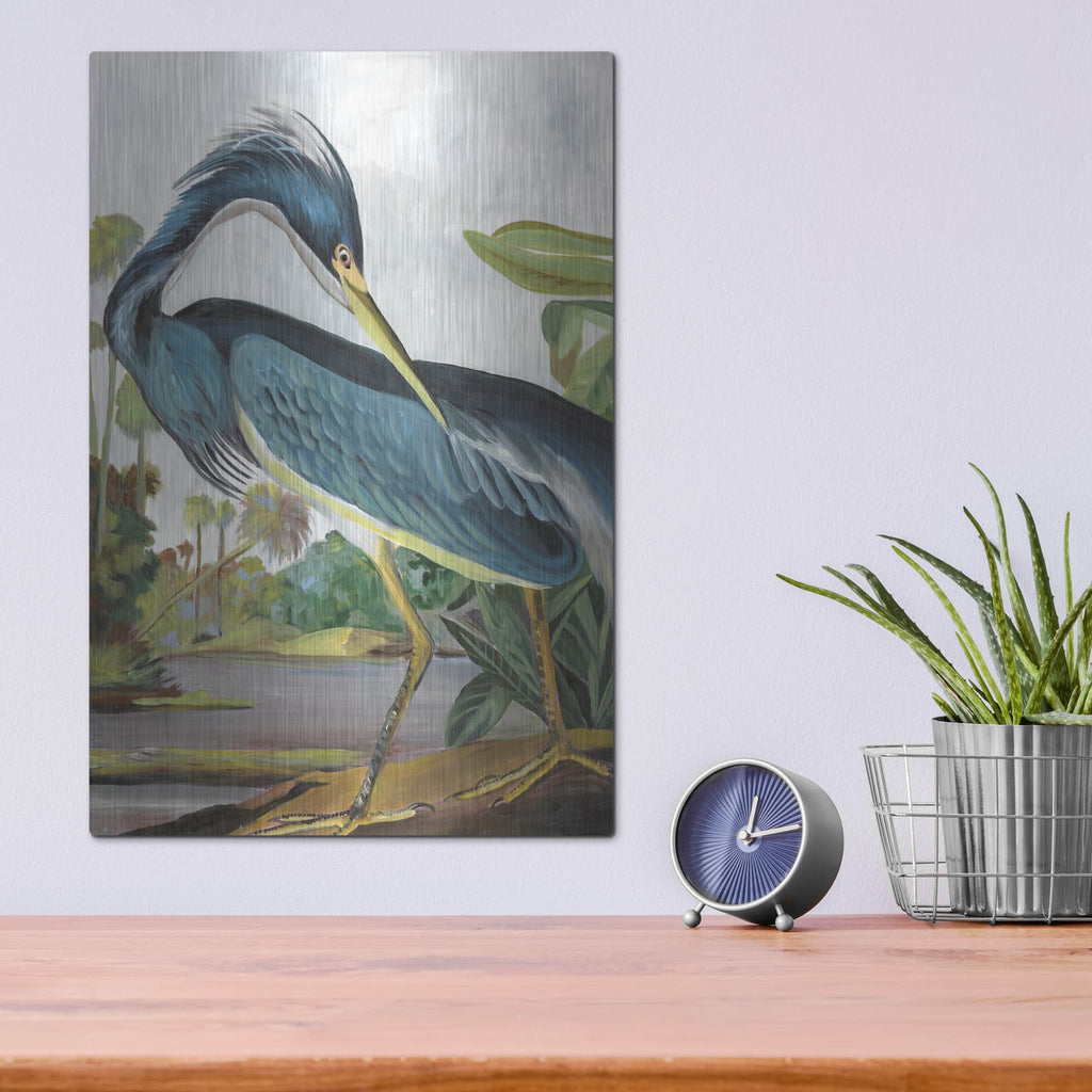 'Marsh Heron' by Stellar Design Studio – Metal Wall Art, 12x16 room view