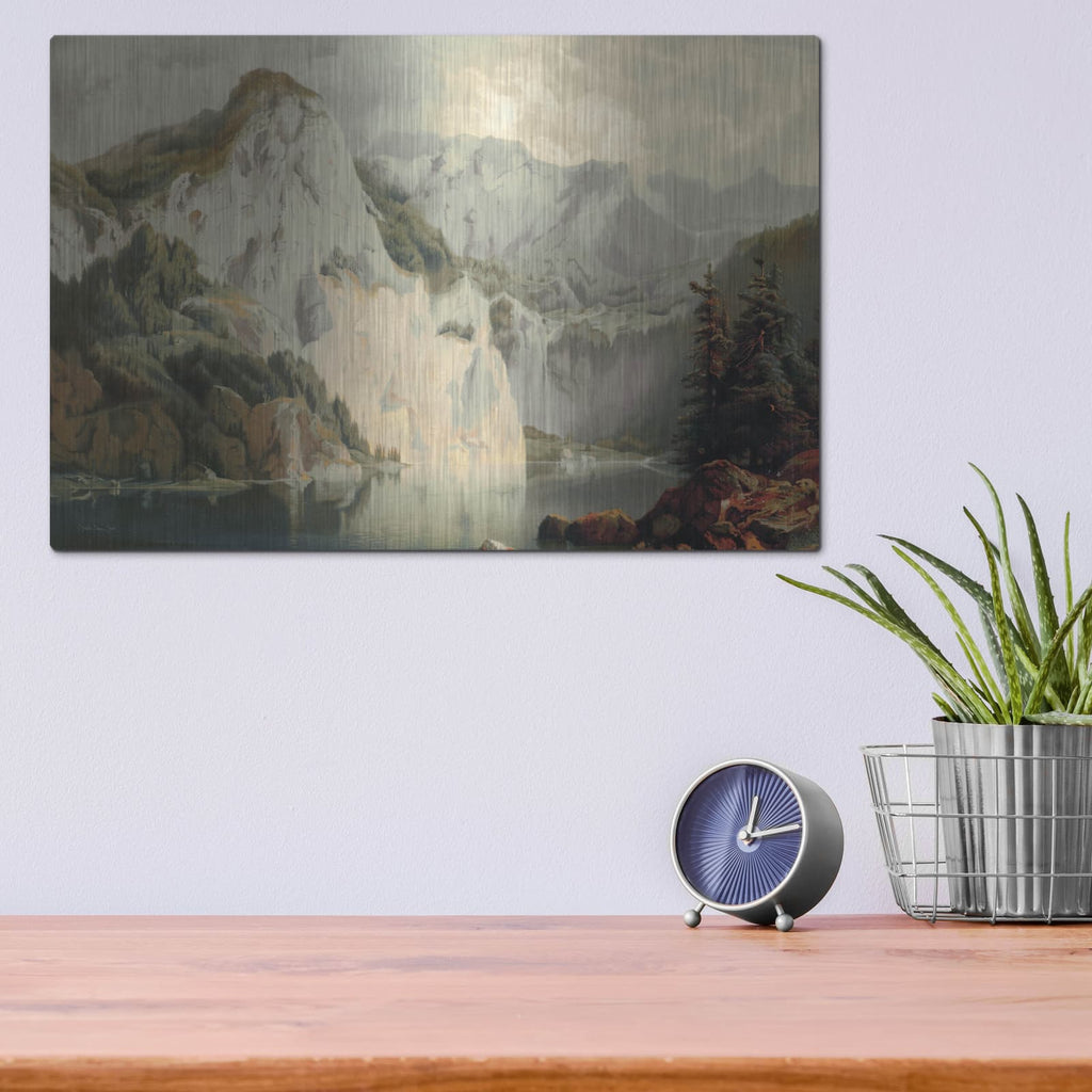 'Mountain View' by Stellar Design Studio – Metal Wall Art, 16x12 room view