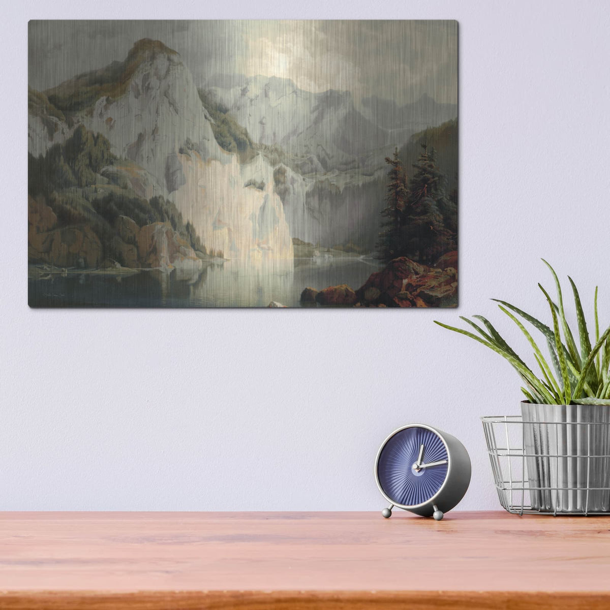 'Mountain View' by Stellar Design Studio – Metal Wall Art, 16x12 room view
