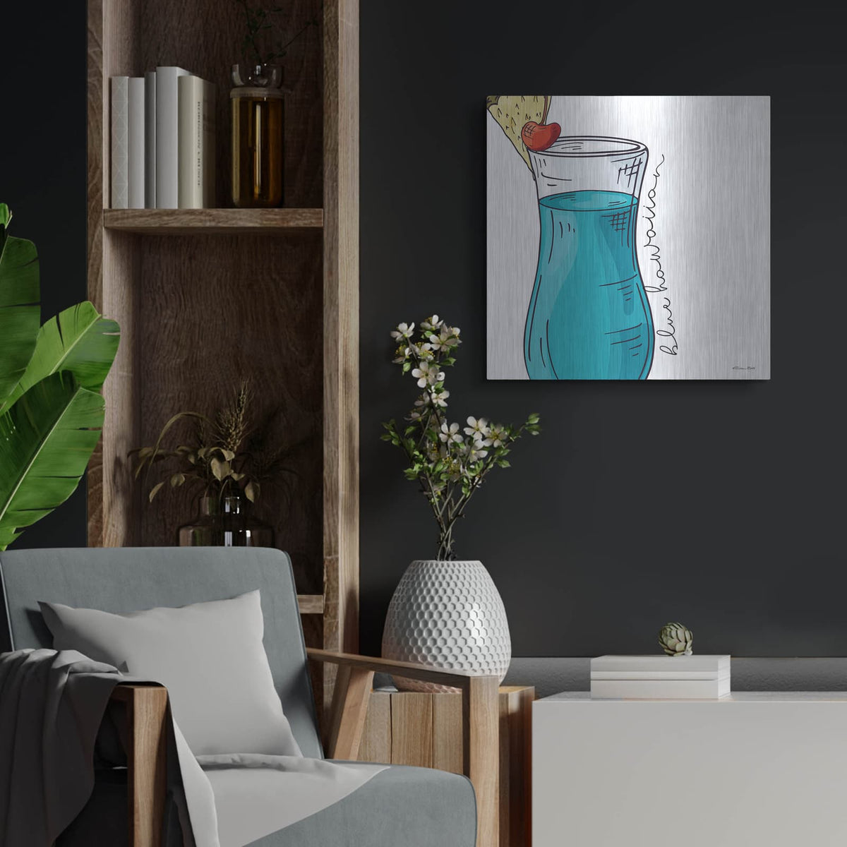 'Blue Hawaiian' by Susan Ball – Metal Wall Art, 24x24 room view