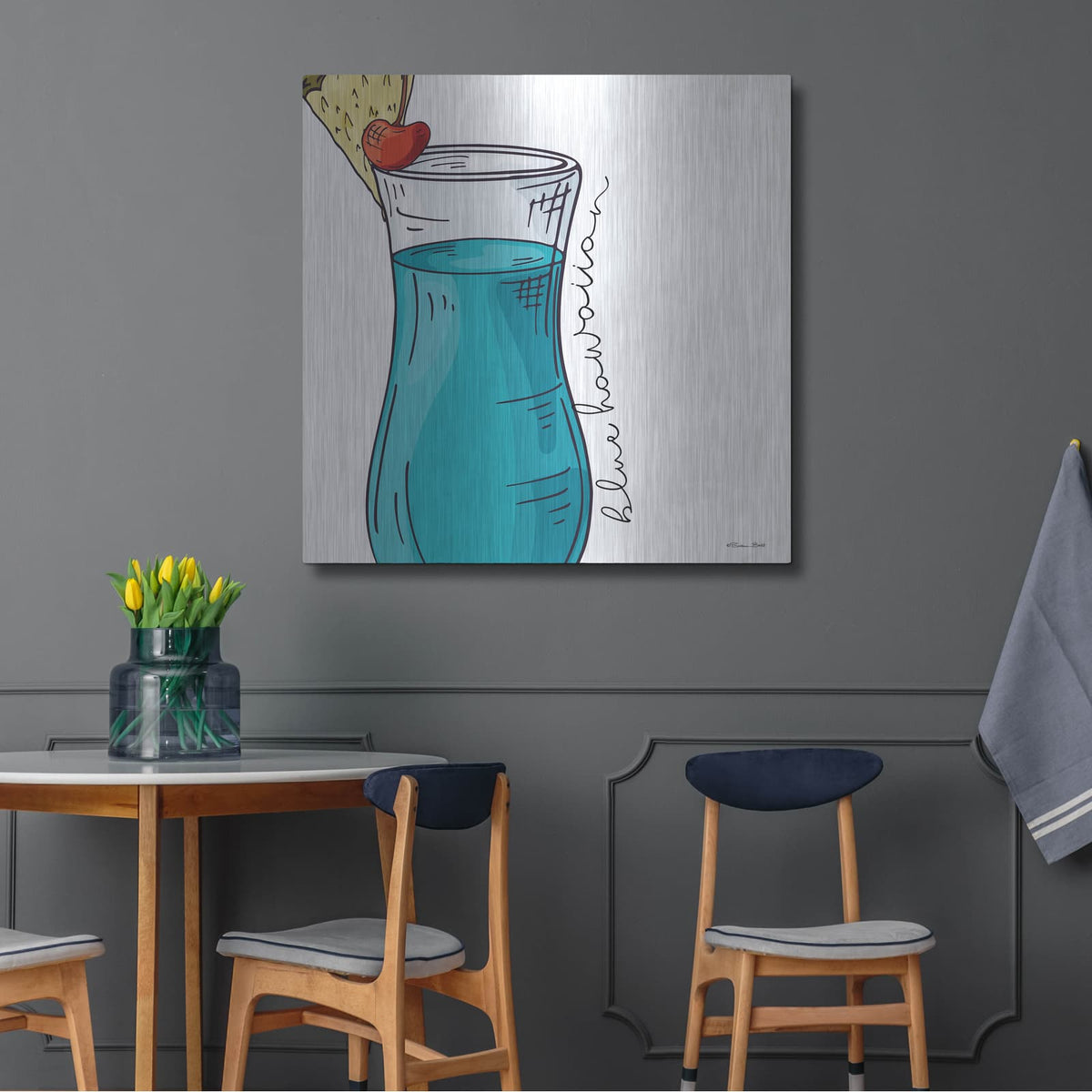 'Blue Hawaiian' by Susan Ball – Metal Wall Art, 36x36 room view