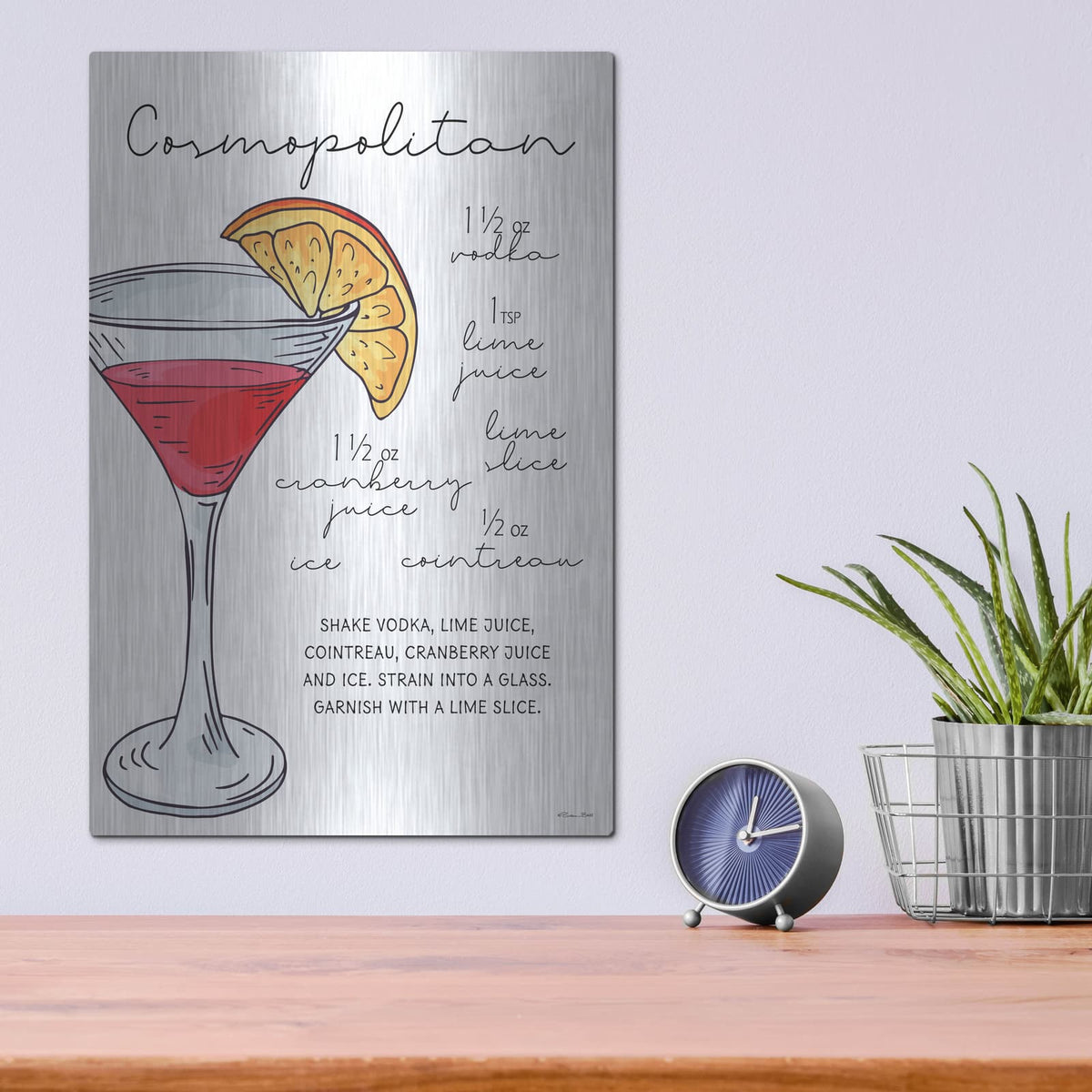 'Cosmopolitan Recipe' by Susan Ball – Metal Wall Art, 12x16 room view