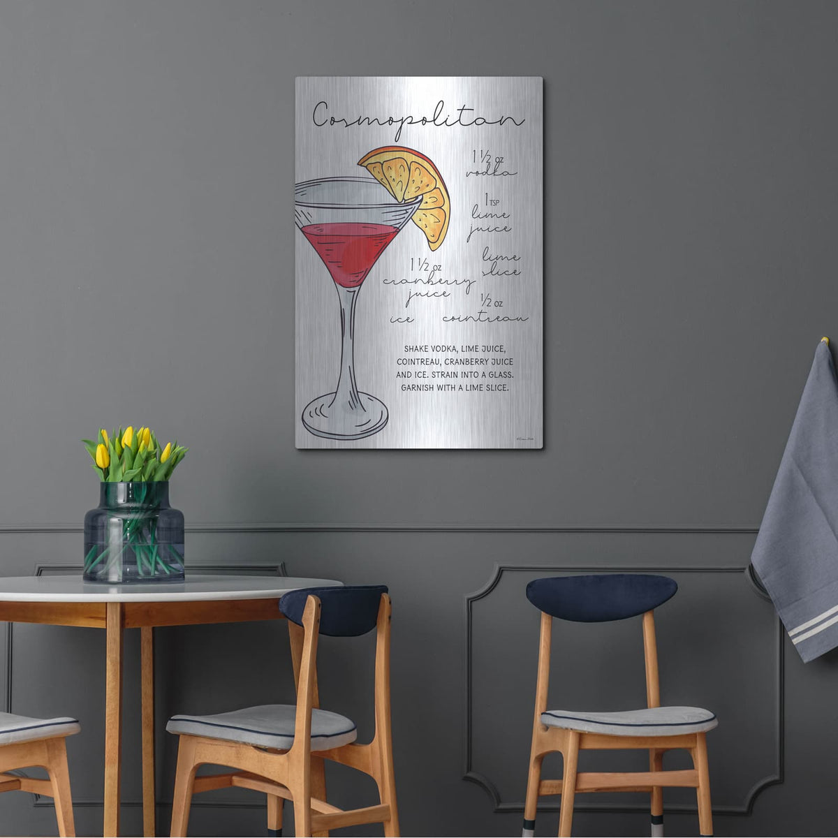 'Cosmopolitan Recipe' by Susan Ball – Metal Wall Art, 24x36 room view