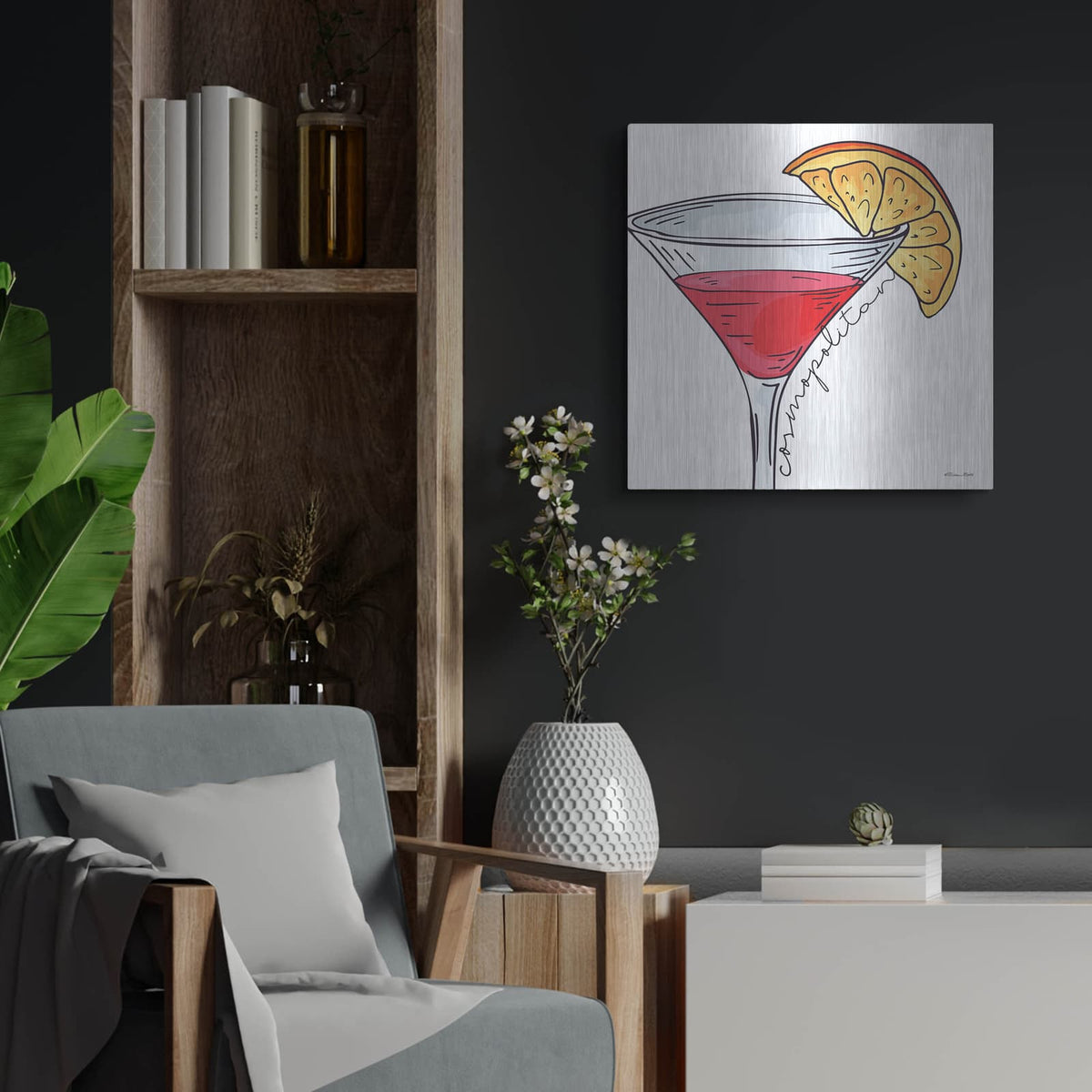 'Cosmopolitan' by Susan Ball – Metal Wall Art, 24x24 room view