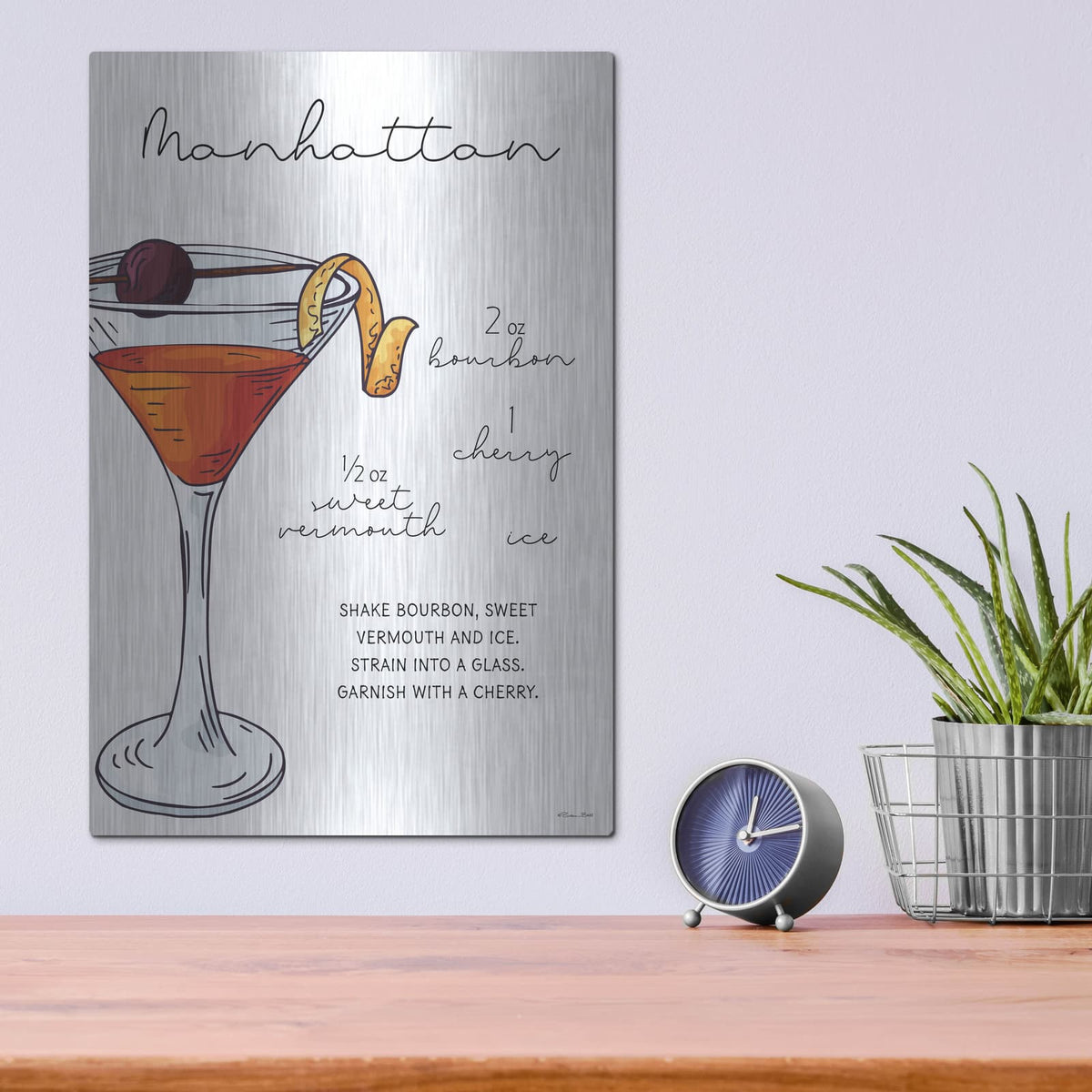 'Manhattan Recipe' by Susan Ball – Metal Wall Art, 12x16 room view
