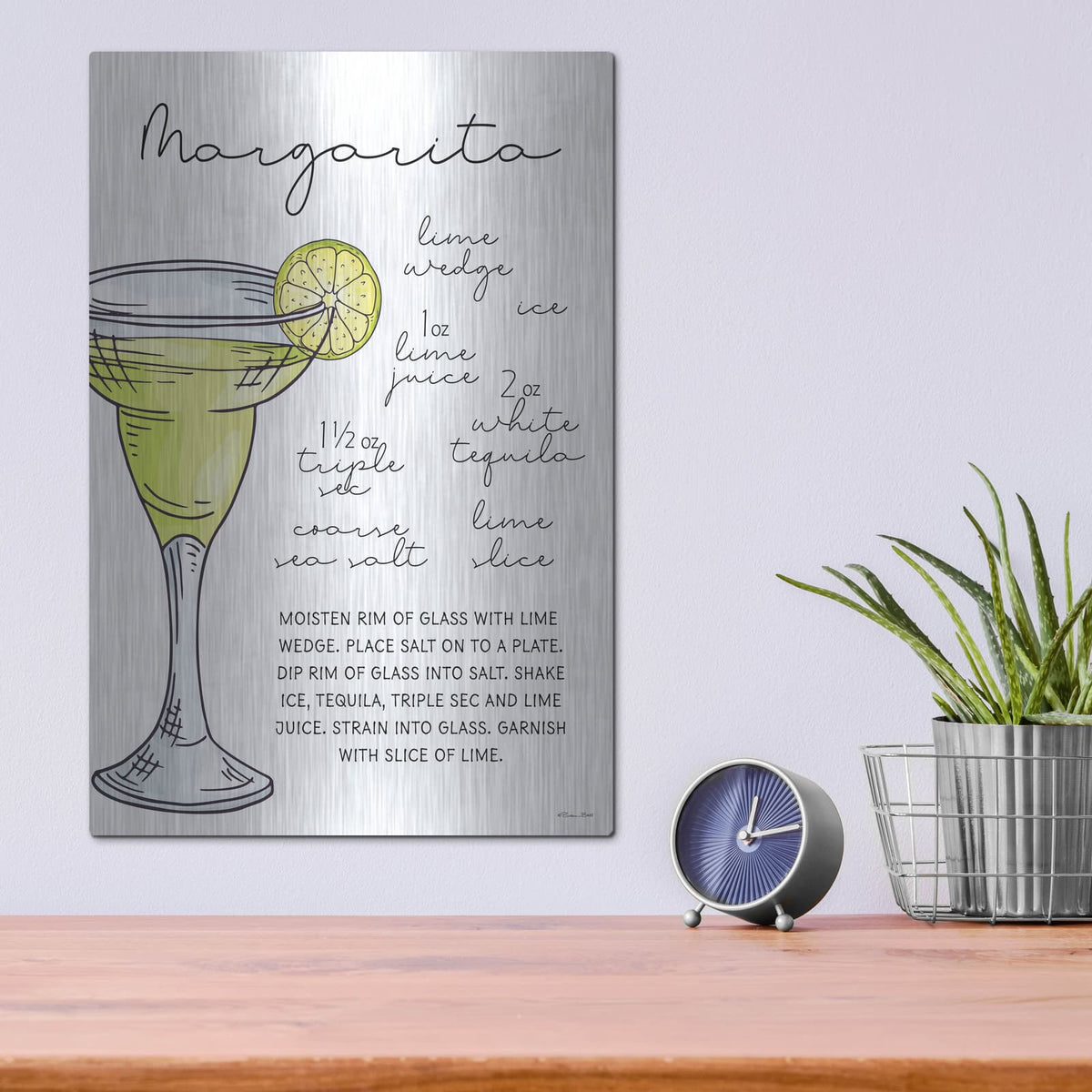 'Margarita Recipe' by Susan Ball – Metal Wall Art, 12x16 room view