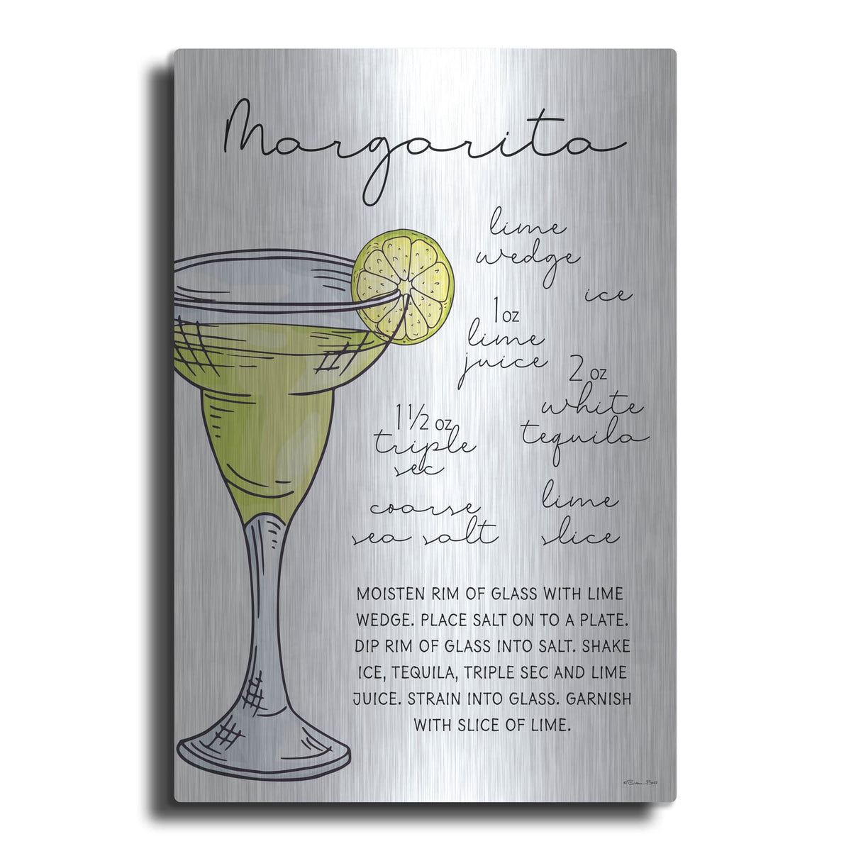 'Margarita Recipe' by Susan Ball – Metal Wall Art