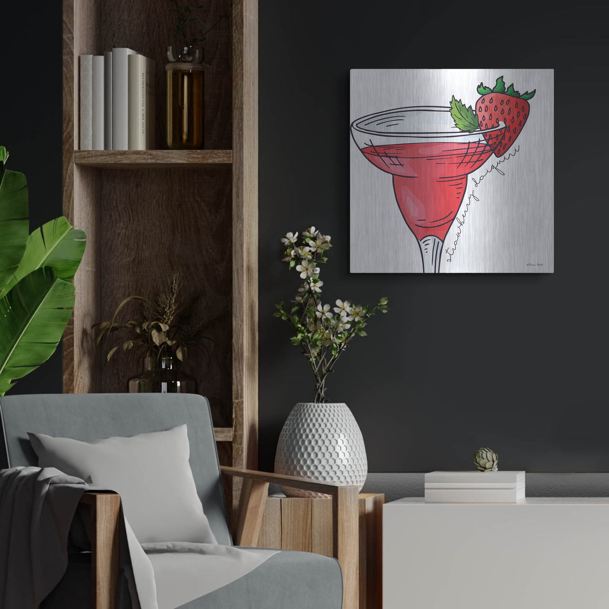 'Strawberry Daiquiri' by Susan Ball – Metal Wall Art, 24x24 room view