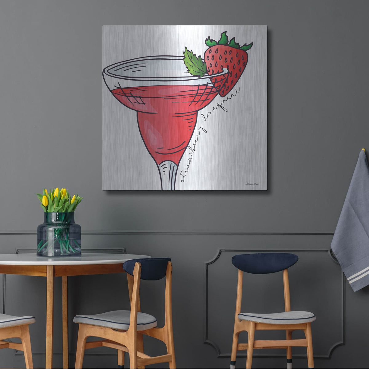 'Strawberry Daiquiri' by Susan Ball – Metal Wall Art, 36x36 room view