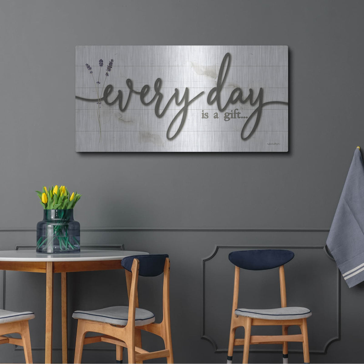 'Every Day Is A Gift' by Susie Boyer – Metal Wall Art, 48x24 room view