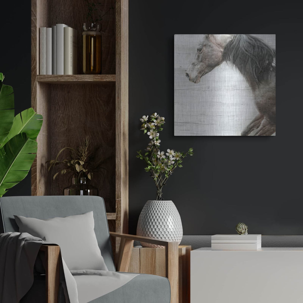 'Distant' by Kari Brooks – Metal Wall Art, 24x24 room view