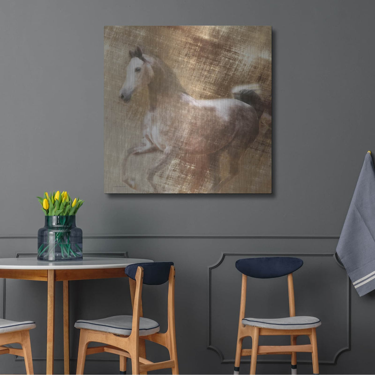 'Golden Grey' by Kari Brooks – Metal Wall Art, 36x36 room view