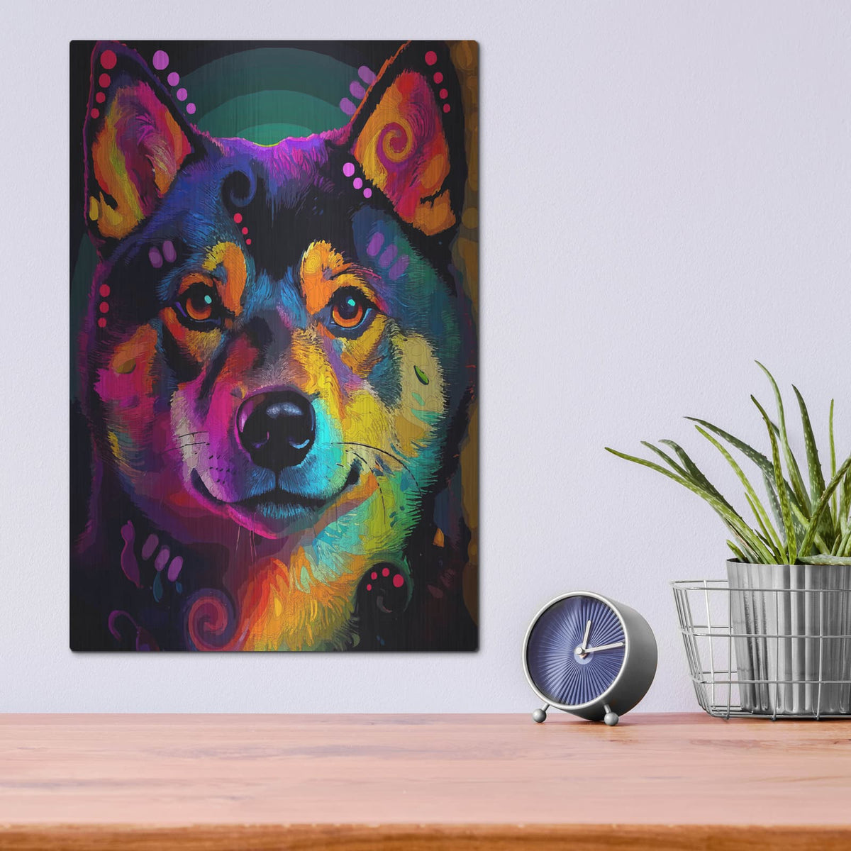 'Shiba Close Up' by Dean Russo – Metal Wall Art, 12x16 room view