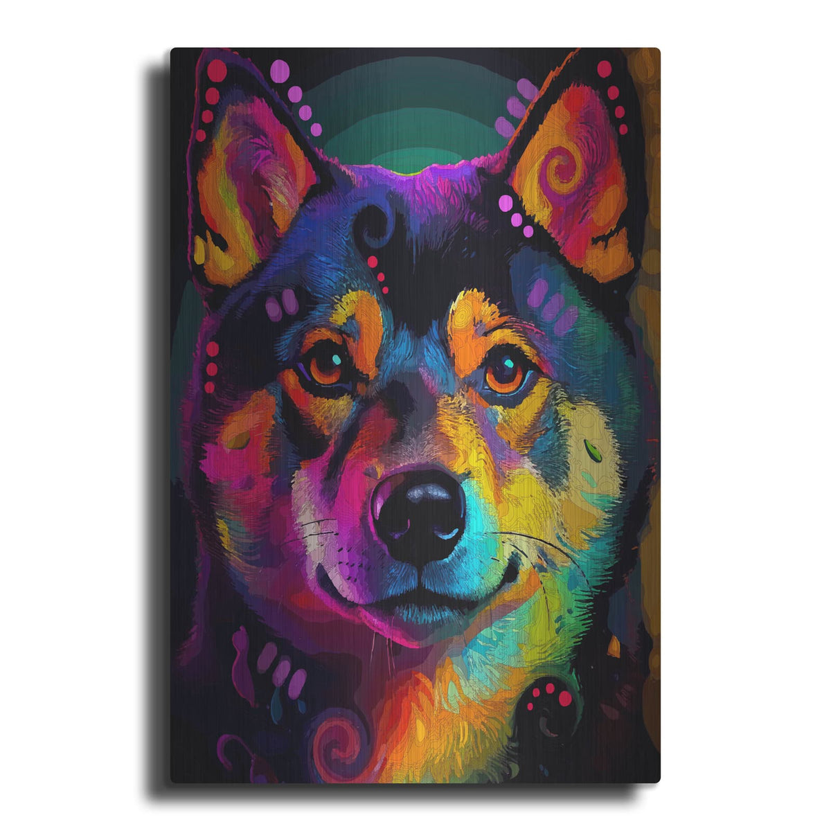 'Shiba Close Up' by Dean Russo – Metal Wall Art