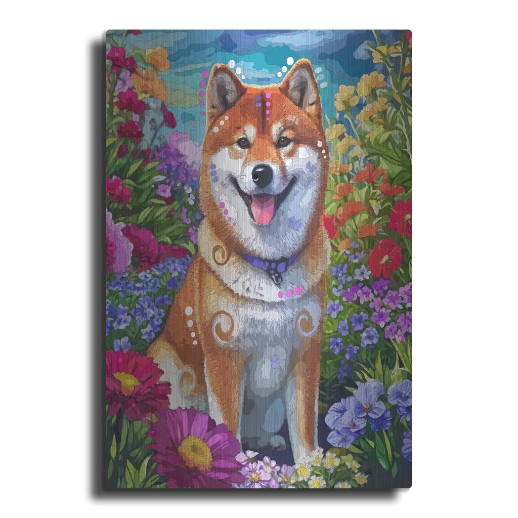 'Spring Shiba Inu' by Dean Russo – Metal Wall Art