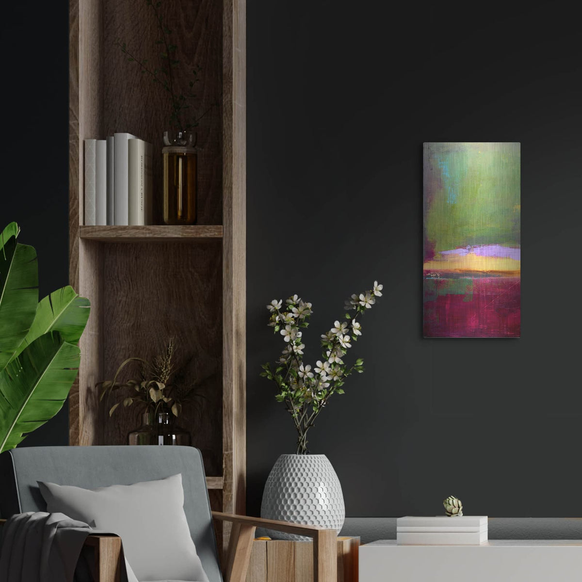 'Juliet's Vineyard I' by Erin Ashley – Metal Wall Art, 12x24 room view