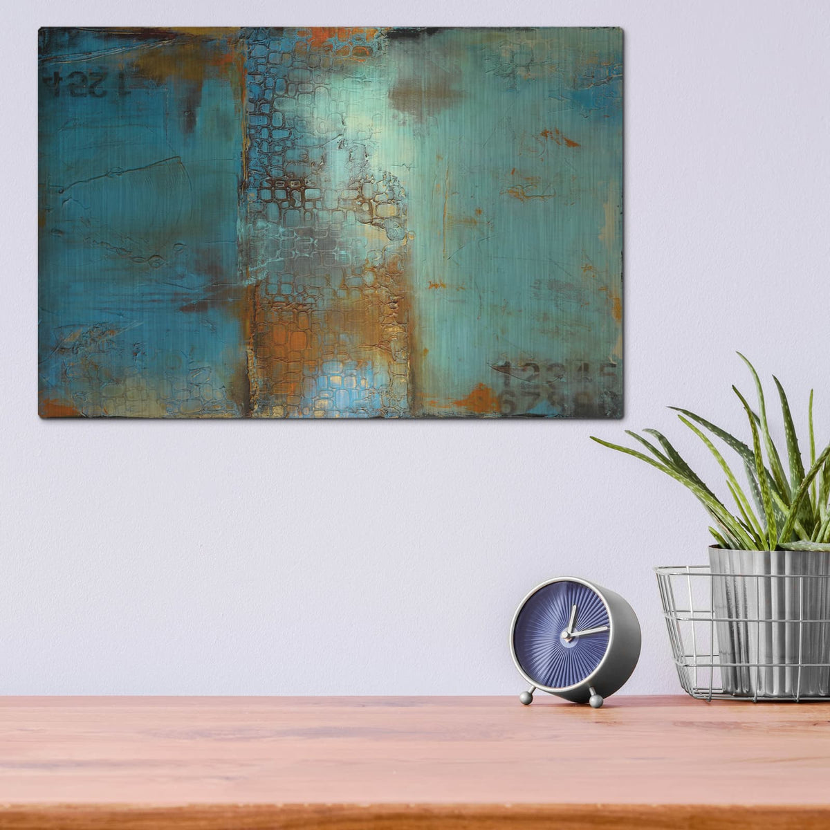 'Deja Blue' by Erin Ashley – Metal Wall Art, 16x12 room view