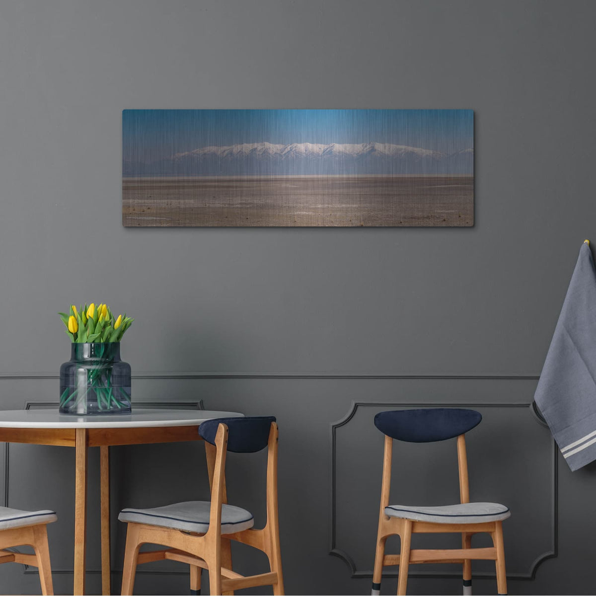 'Antelope Island Utah Mountains Panorama' by Luxe Metal Portfolio – Metal Wall Art, 48x16 room view