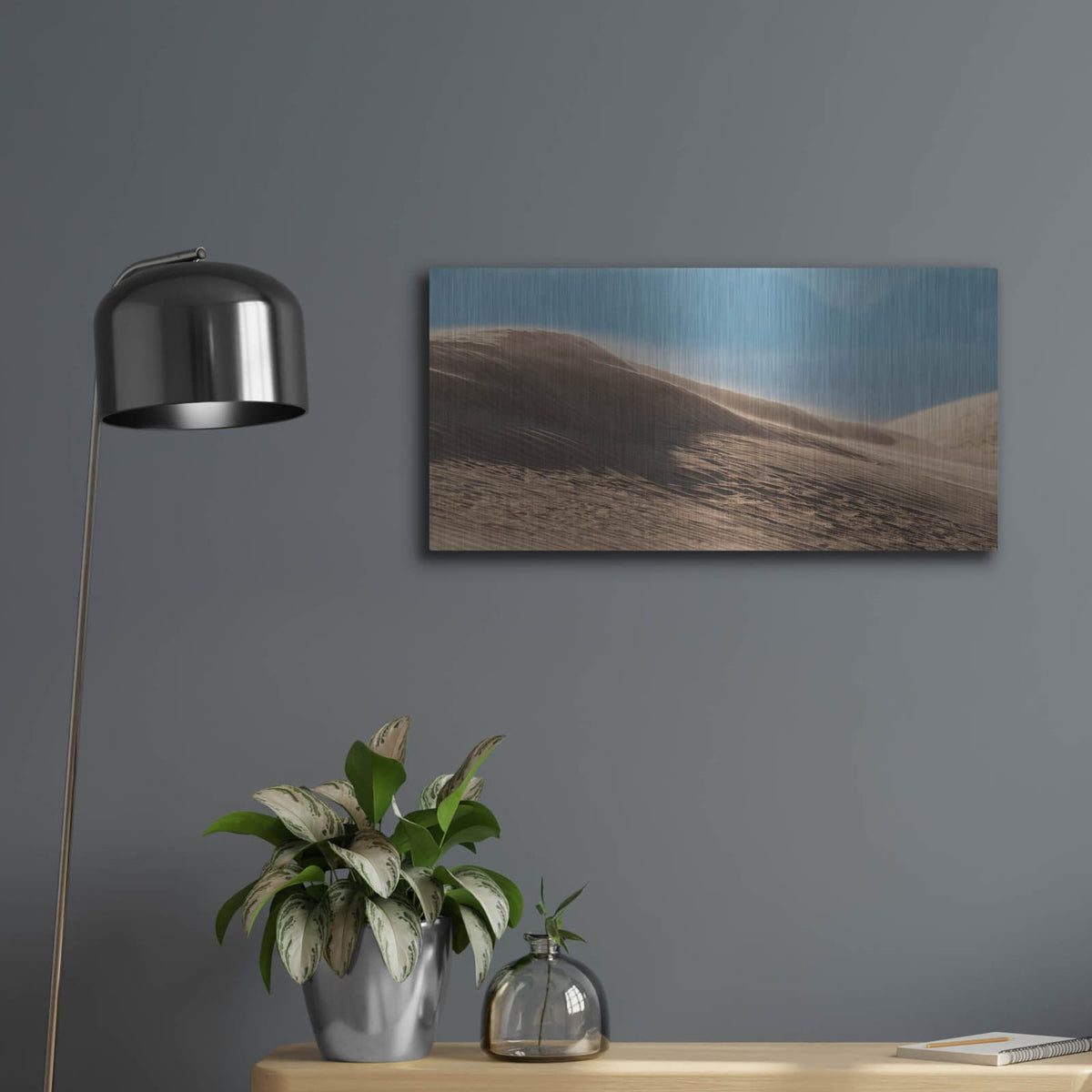 'Blowing Sand Dunes' by Luxe Metal Portfolio – Metal Wall Art, 24x12 room view