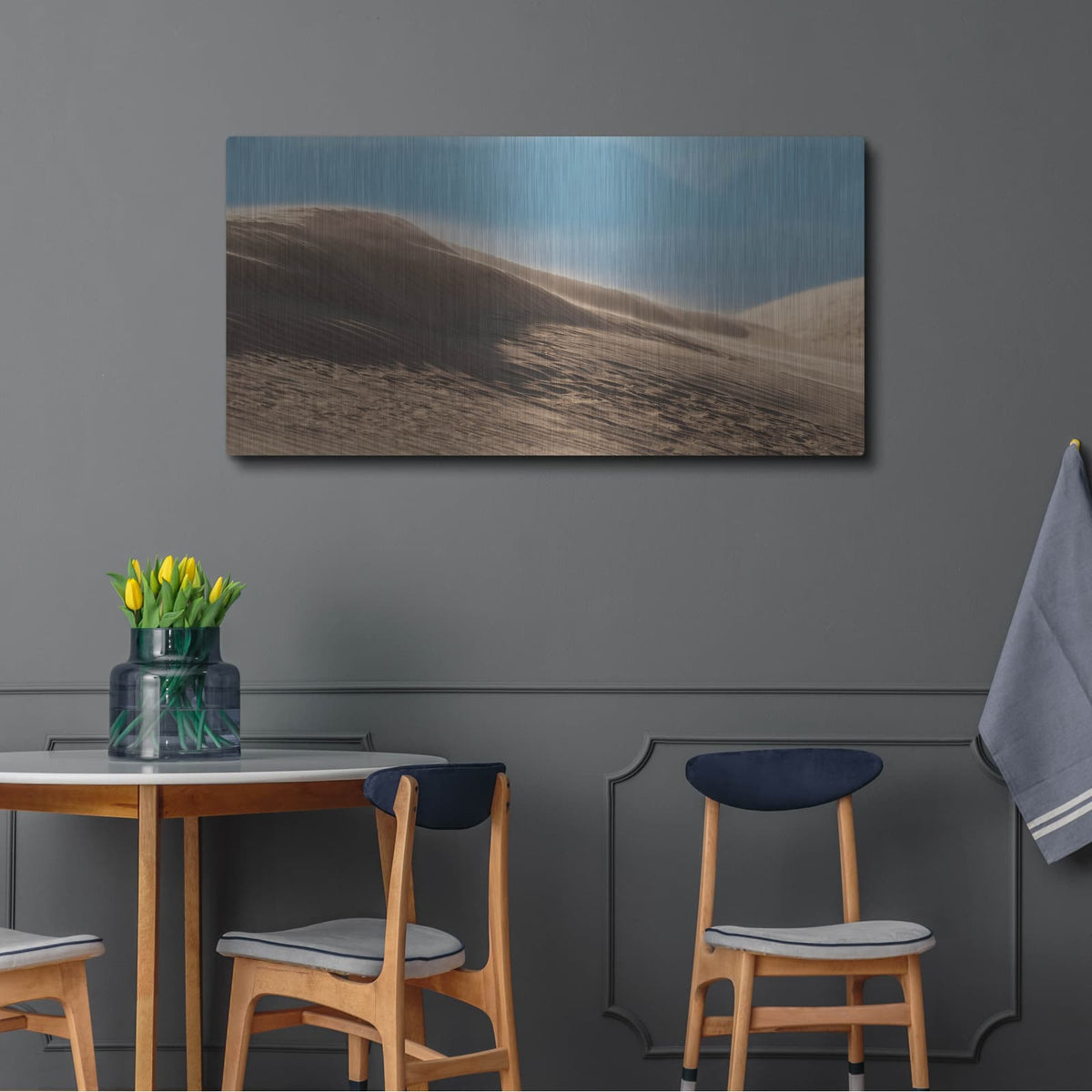 'Blowing Sand Dunes' by Luxe Metal Portfolio – Metal Wall Art, 48x24 room view