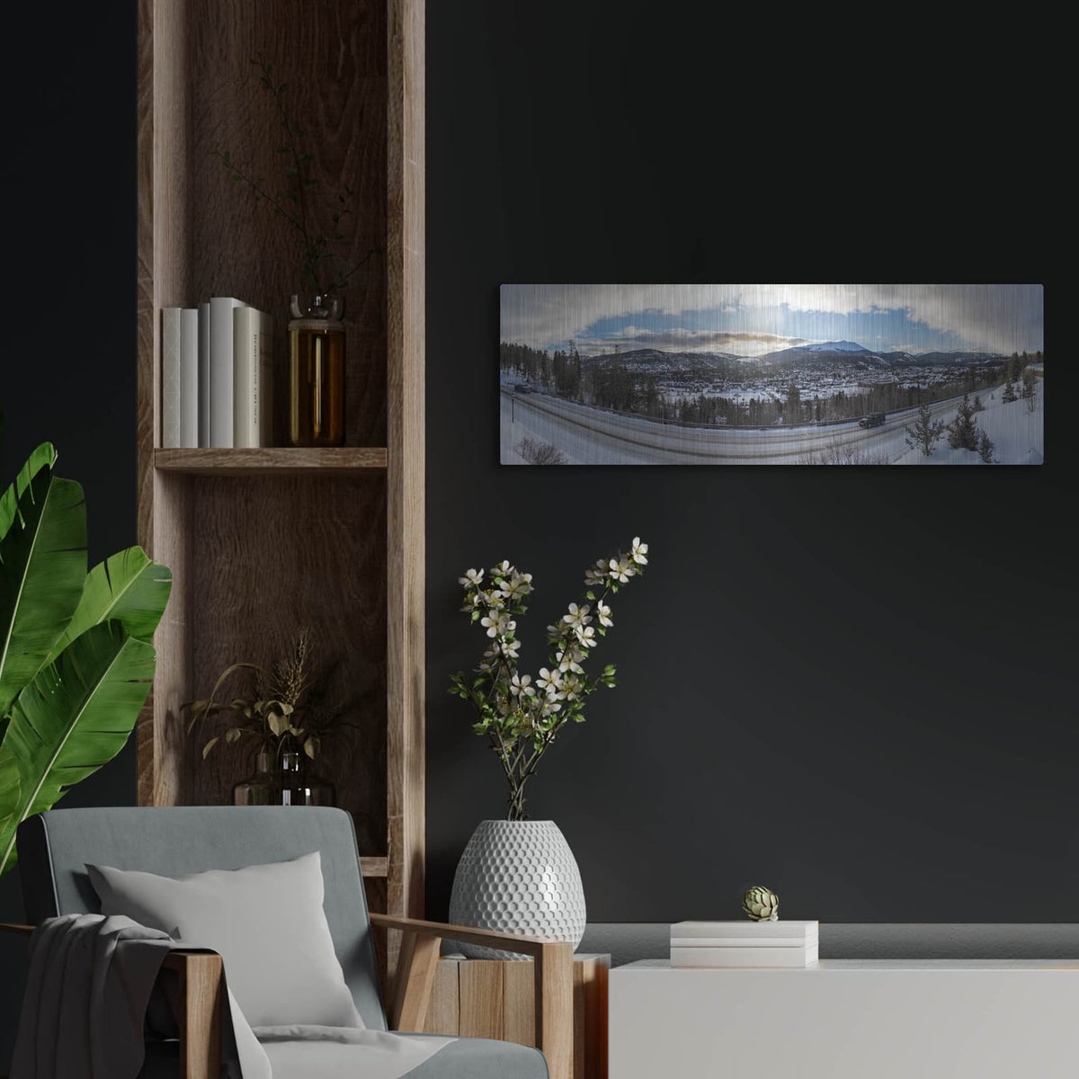 'Breckenridge Colorado Panorama' by Luxe Metal Portfolio – Metal Wall Art, 36x12 room view