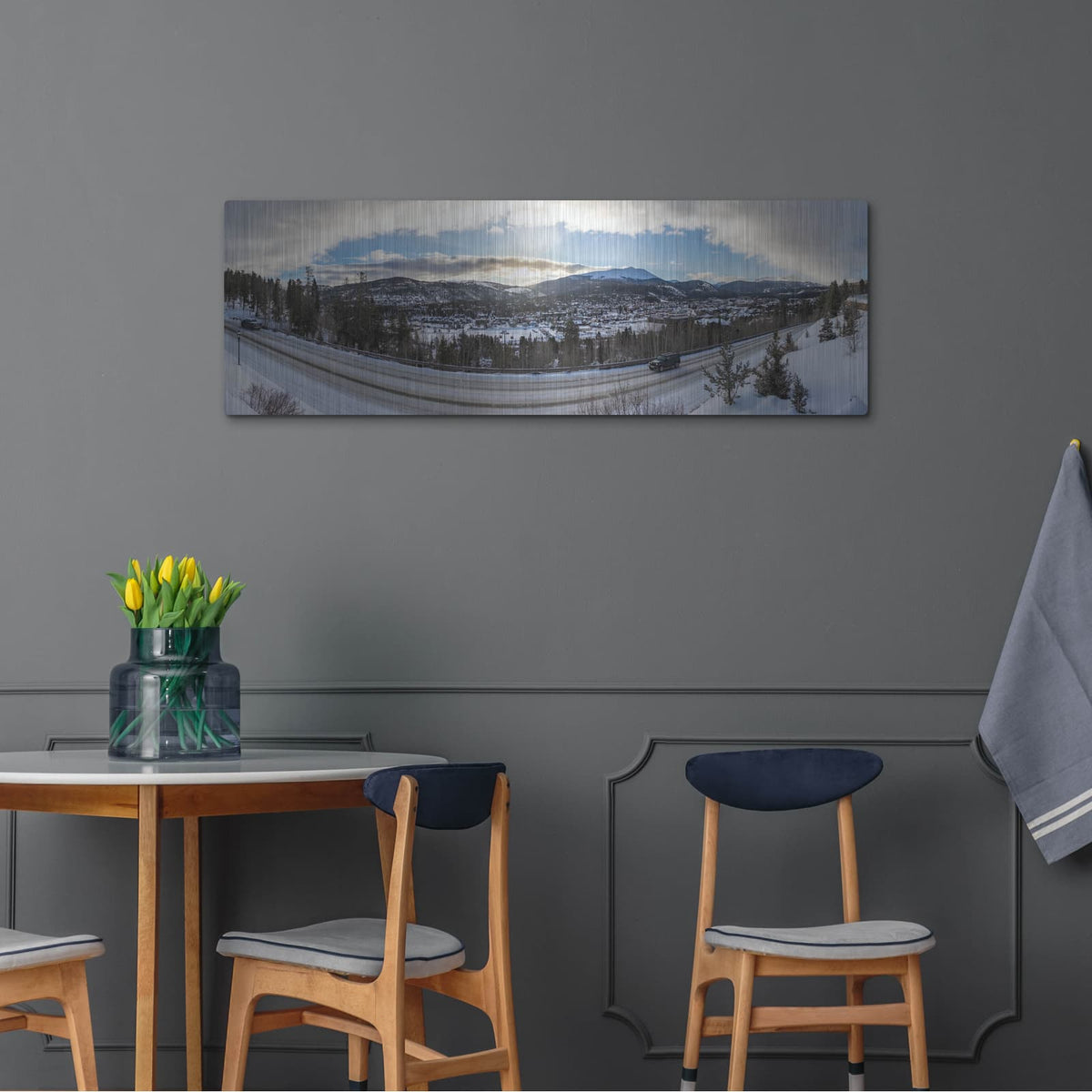 'Breckenridge Colorado Panorama' by Luxe Metal Portfolio – Metal Wall Art, 48x16 room view