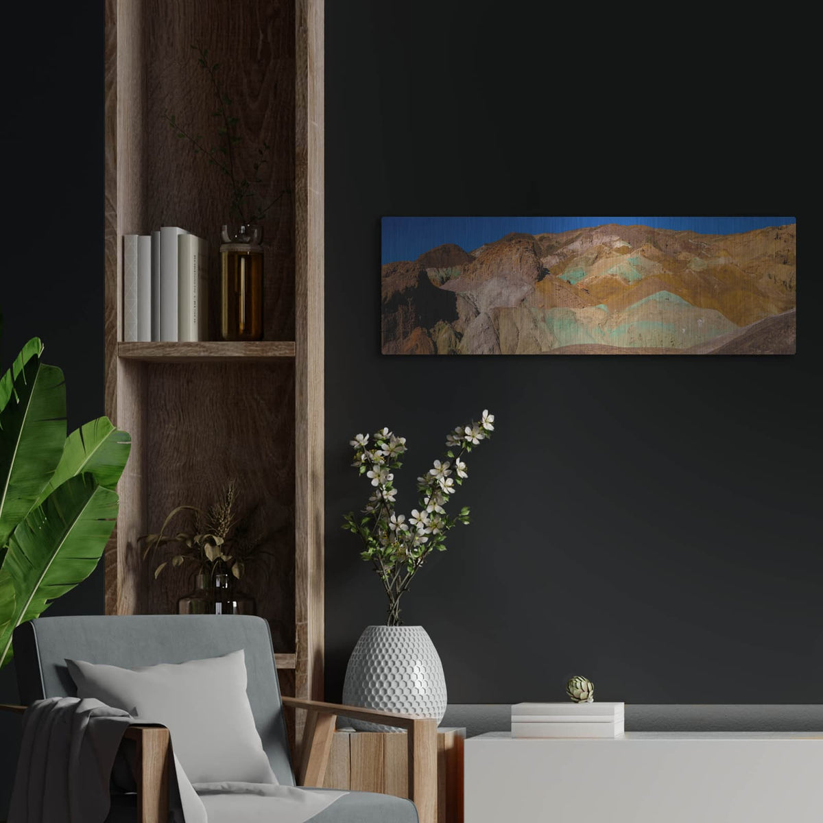 'Death Valley - Artists Pallette Panorama 1' by Luxe Metal Portfolio – Metal Wall Art, 36x12 room view