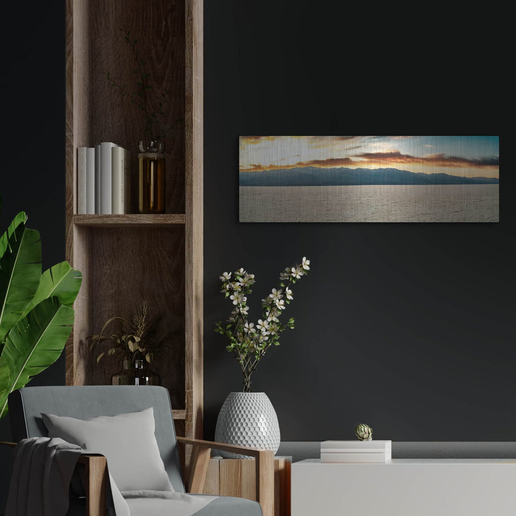 'Death Valley - Badwater Basin Gold Sunset' by Luxe Metal Portfolio – Metal Wall Art, 36x12 room view