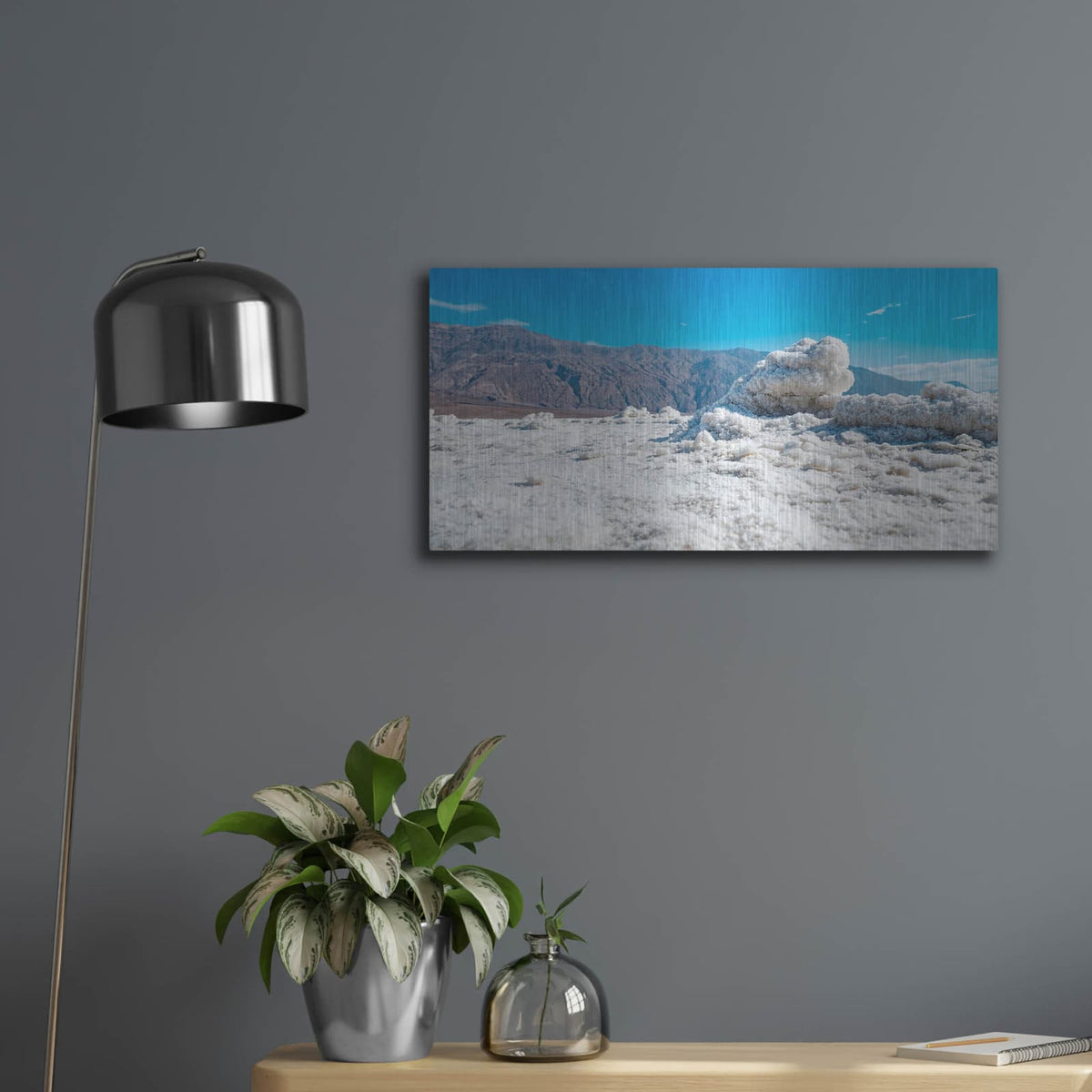 'Death Valley - Badwater Basin Salt' by Luxe Metal Portfolio – Metal Wall Art, 24x12 room view