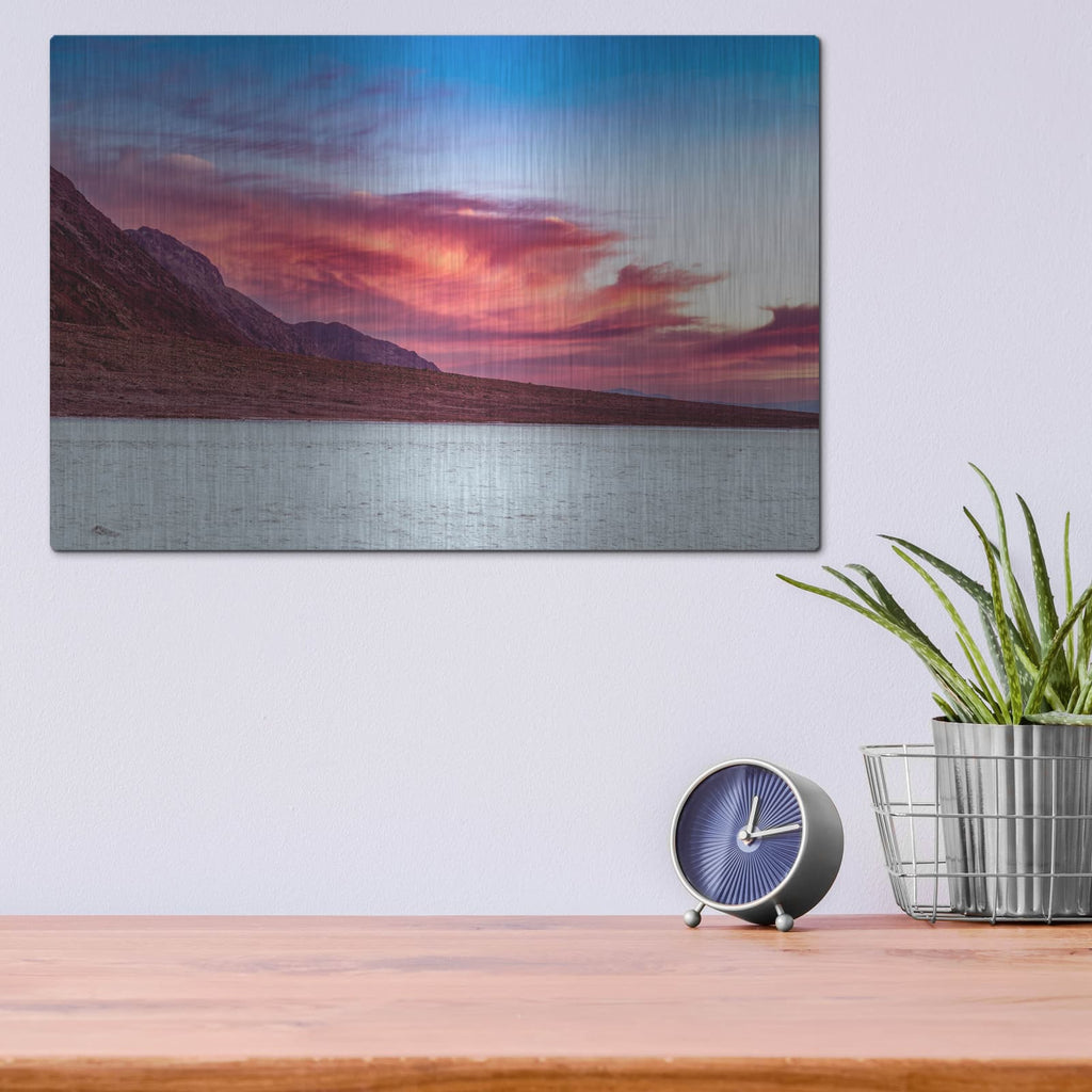'Death Valley - Badwater Basin Sunset' by Luxe Metal Portfolio – Metal Wall Art, 16x12 room view