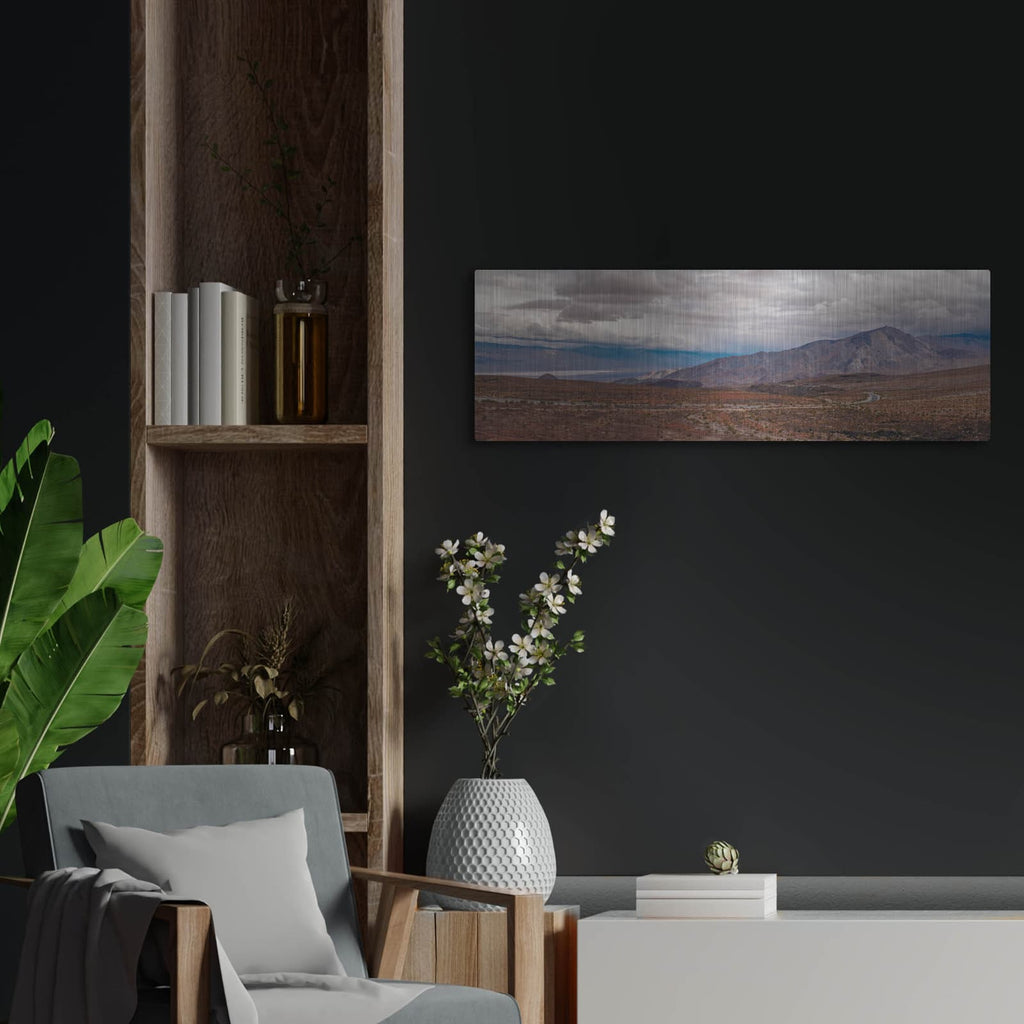 'Death Valley - Cloudy Day Panorama 1' by Luxe Metal Portfolio – Metal Wall Art, 36x12 room view