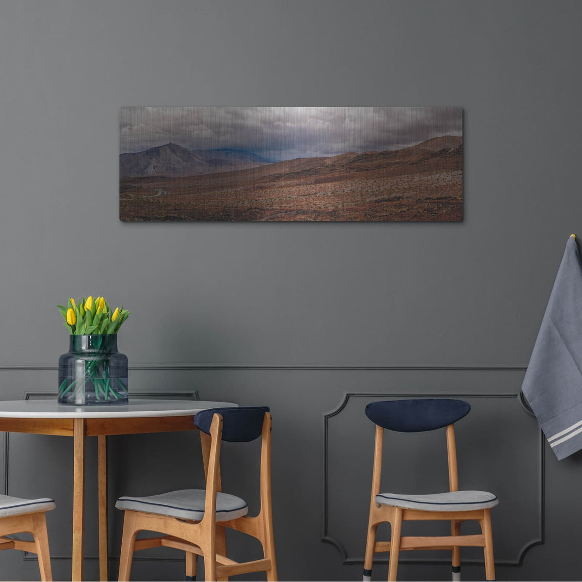 'Death Valley - Cloudy Day Panorama 2' by Luxe Metal Portfolio – Metal Wall Art, 48x16 room view