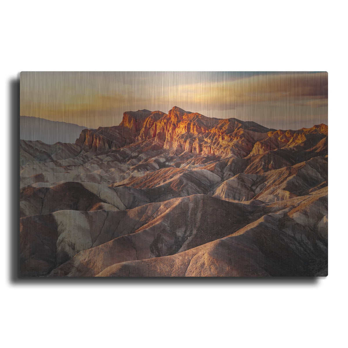 'Death Valley - Zabriskie Point Gold Sunset' by Luxe Metal Portfolio – Metal Wall Art