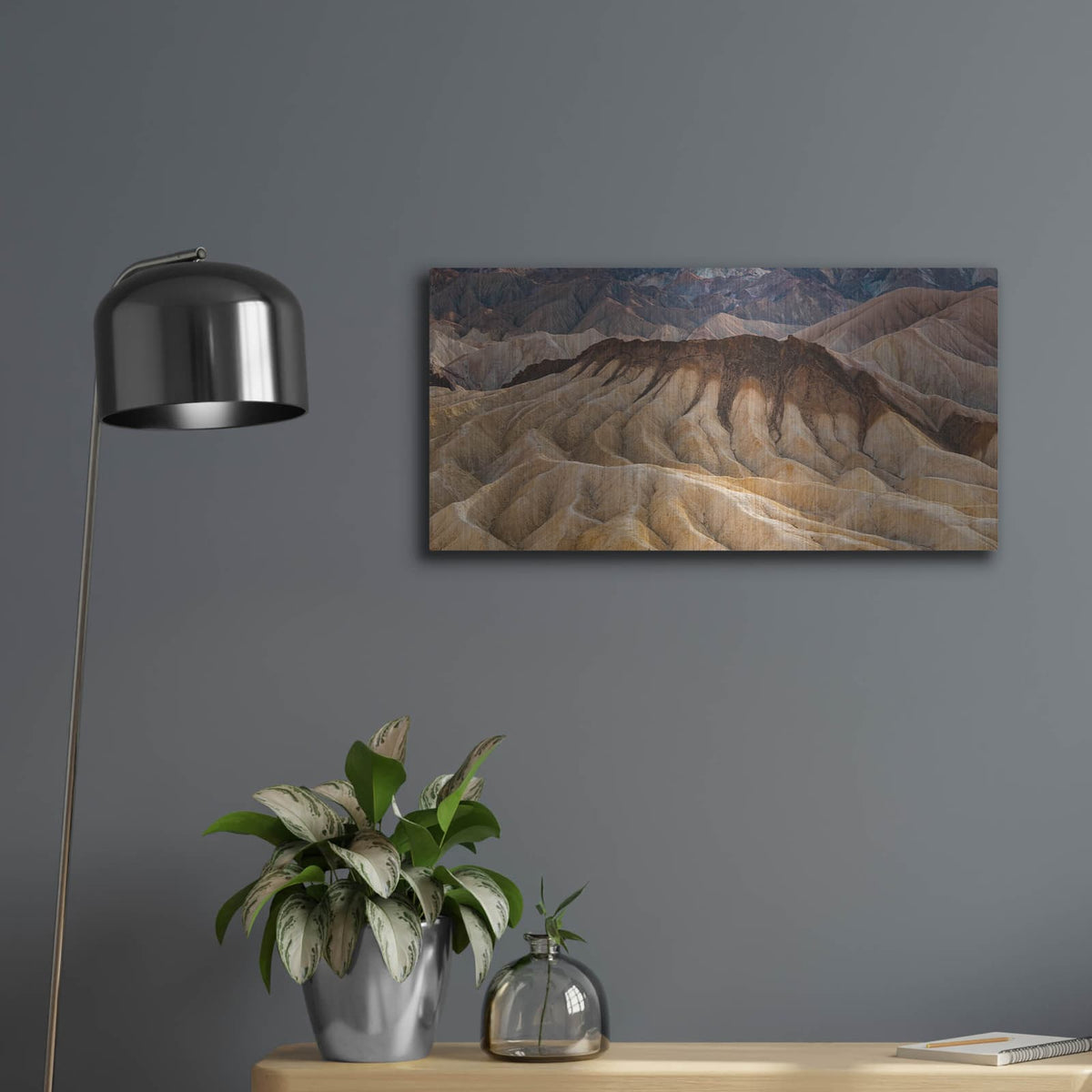 'Death Valley - Zabriskie Point Lines' by Luxe Metal Portfolio – Metal Wall Art, 24x12 room view