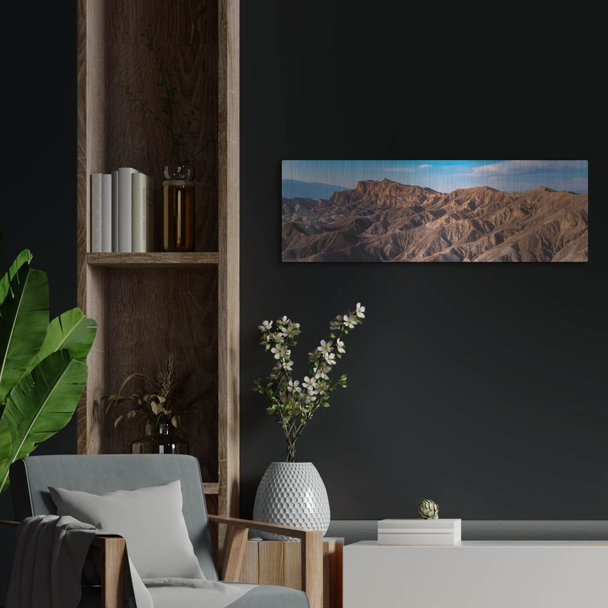 'Death Valley - Zabriskie Point' by Luxe Metal Portfolio – Metal Wall Art, 36x12 room view
