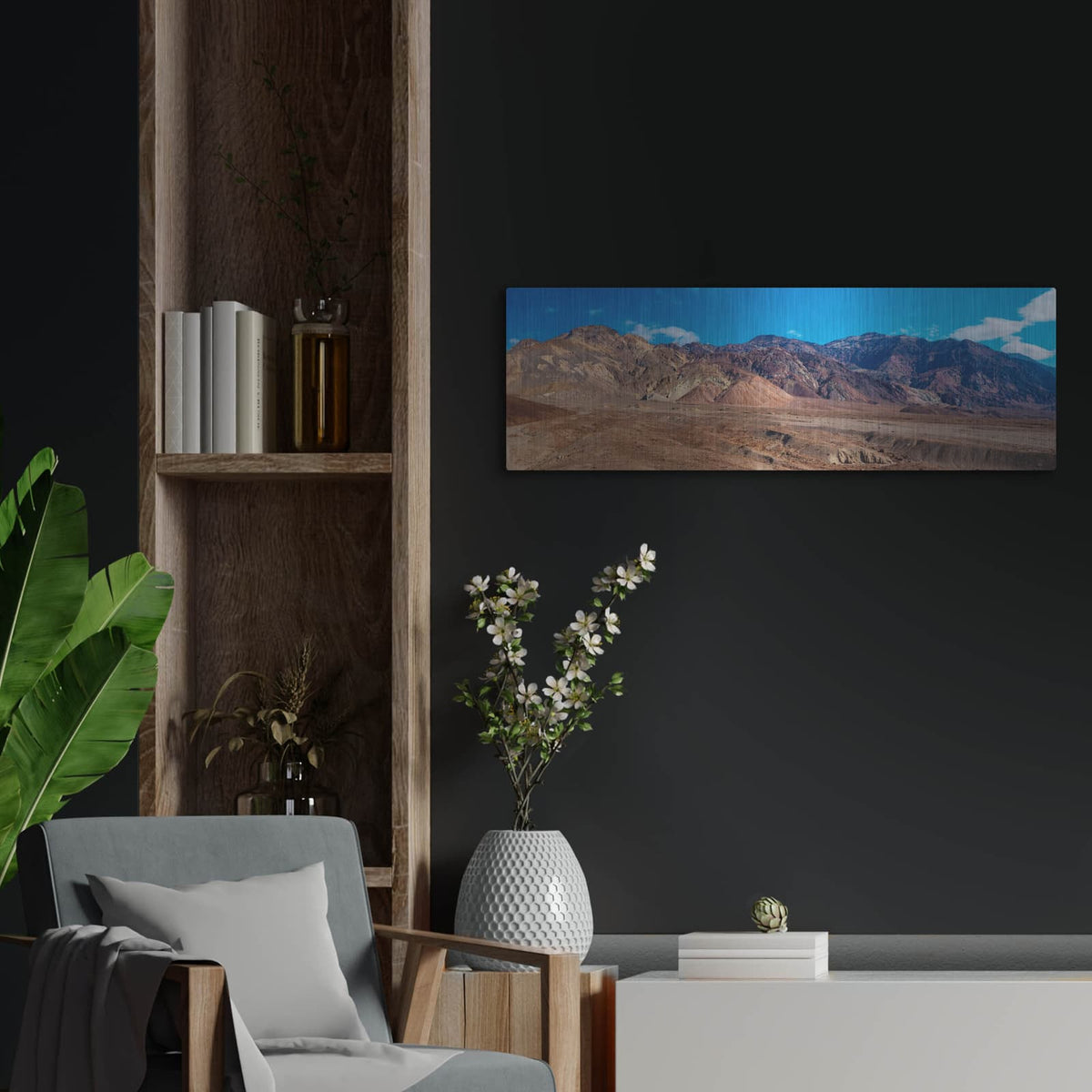 'Death Valley Landscape Panorama' by Luxe Metal Portfolio – Metal Wall Art, 36x12 room view
