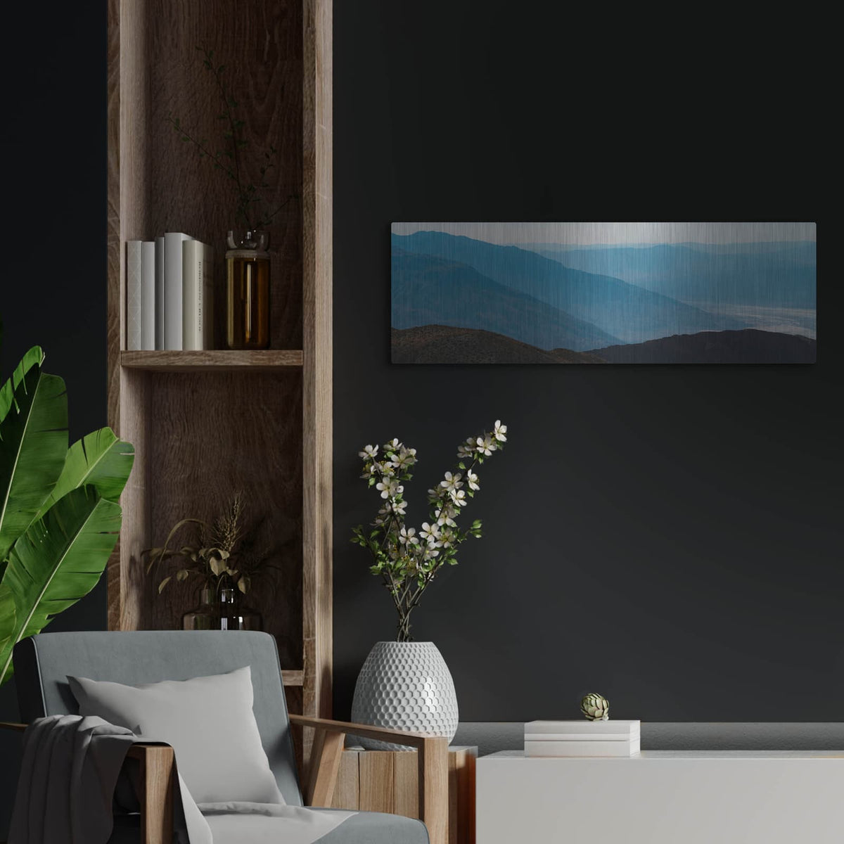 'Death Valley Layers' by Luxe Metal Portfolio – Metal Wall Art, 36x12 room view