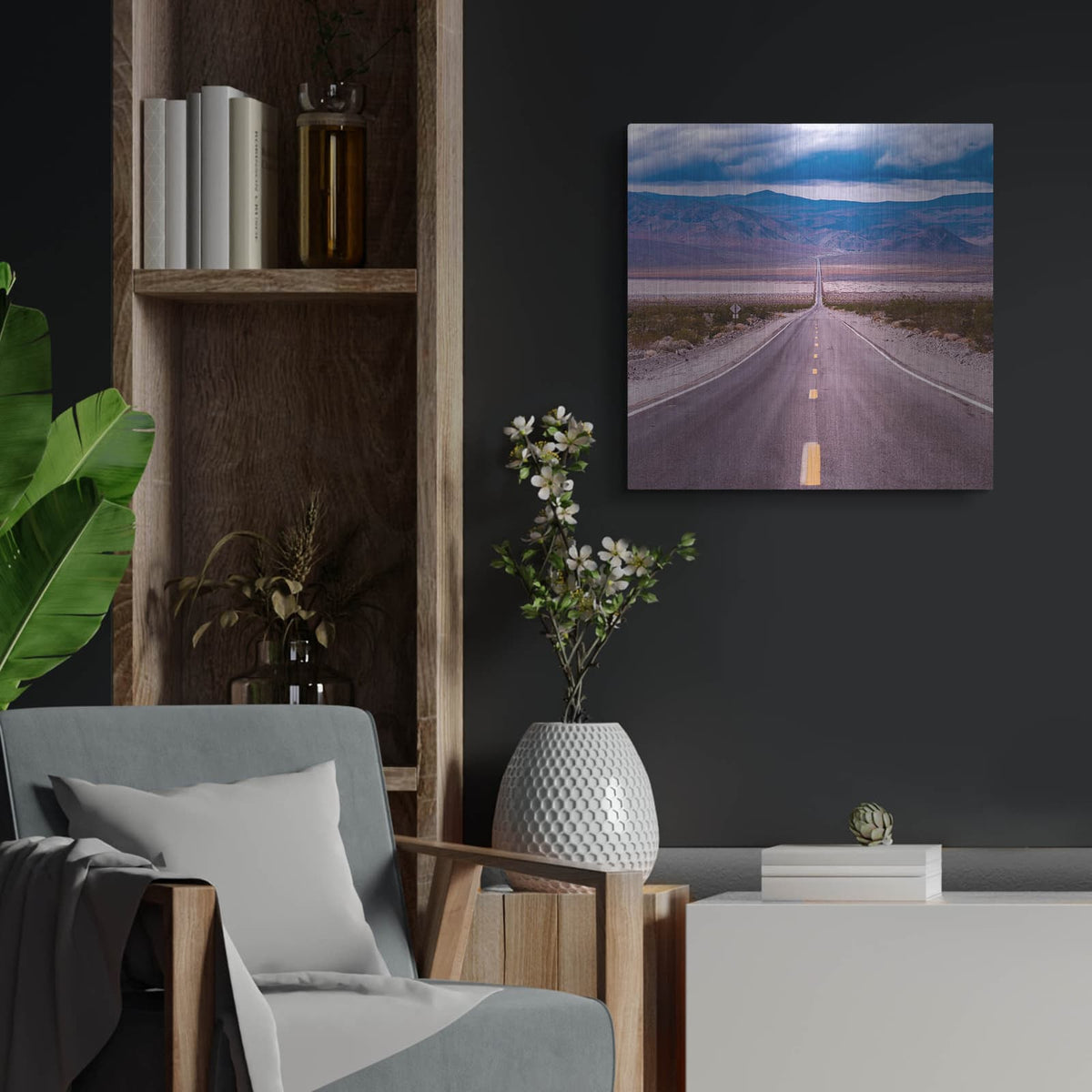 'Death Valley Road' by Luxe Metal Portfolio – Metal Wall Art, 24x24 room view
