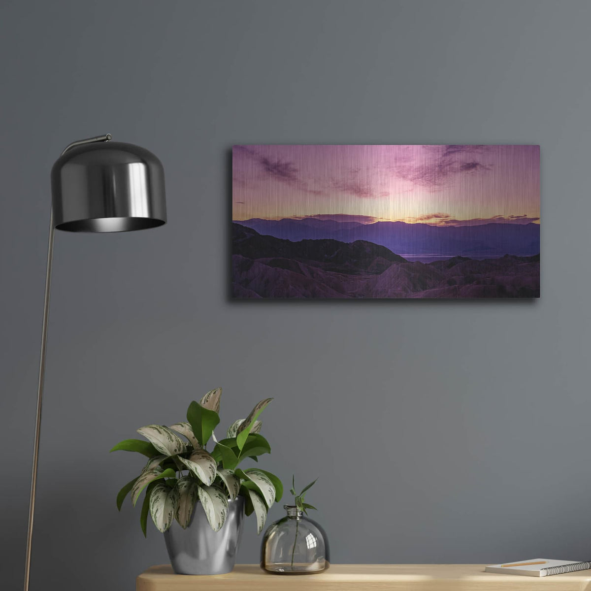 'Death Valley Sunset' by Luxe Metal Portfolio – Metal Wall Art, 24x12 room view