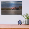 'Red Truck In Death Valley' by Luxe Metal Portfolio – Metal Wall Art, 16x12 room view