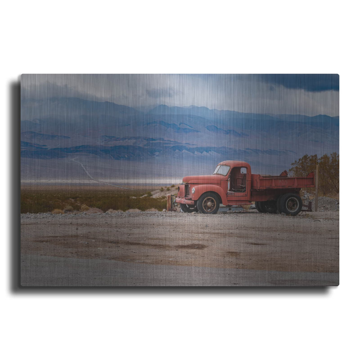 'Red Truck In Death Valley' by Luxe Metal Portfolio – Metal Wall Art