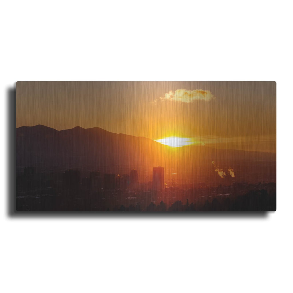 'Salt Lake City Sunset Panorama' by Luxe Metal Portfolio – Metal Wall Art