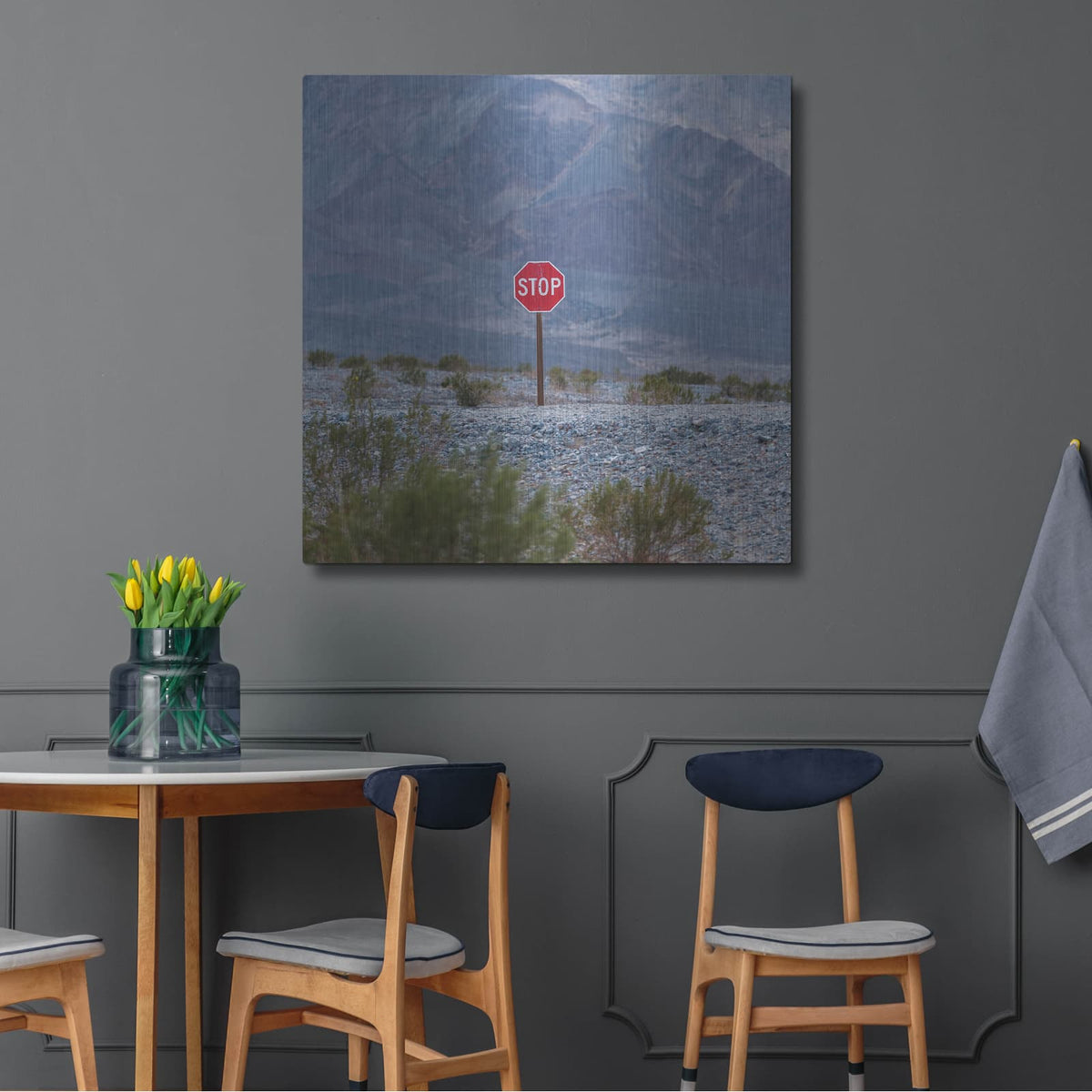 'Stop Sign Landscape' by Luxe Metal Portfolio – Metal Wall Art, 36x36 room view