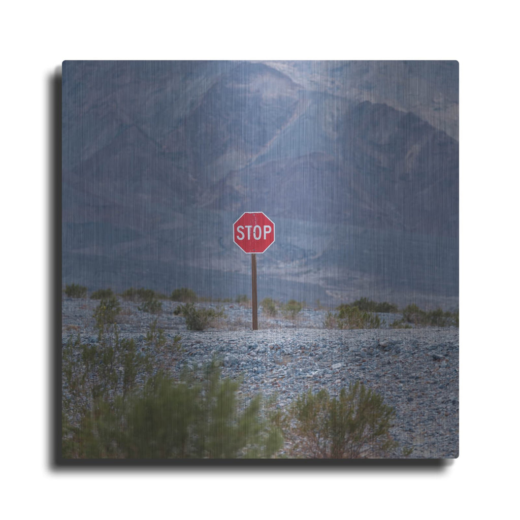 'Stop Sign Landscape' by Luxe Metal Portfolio – Metal Wall Art