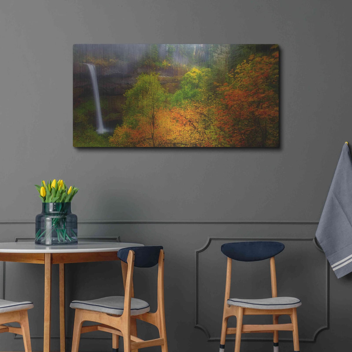 'Silver Falls' by Darren White – Metal Wall Art, 48x24 room view
