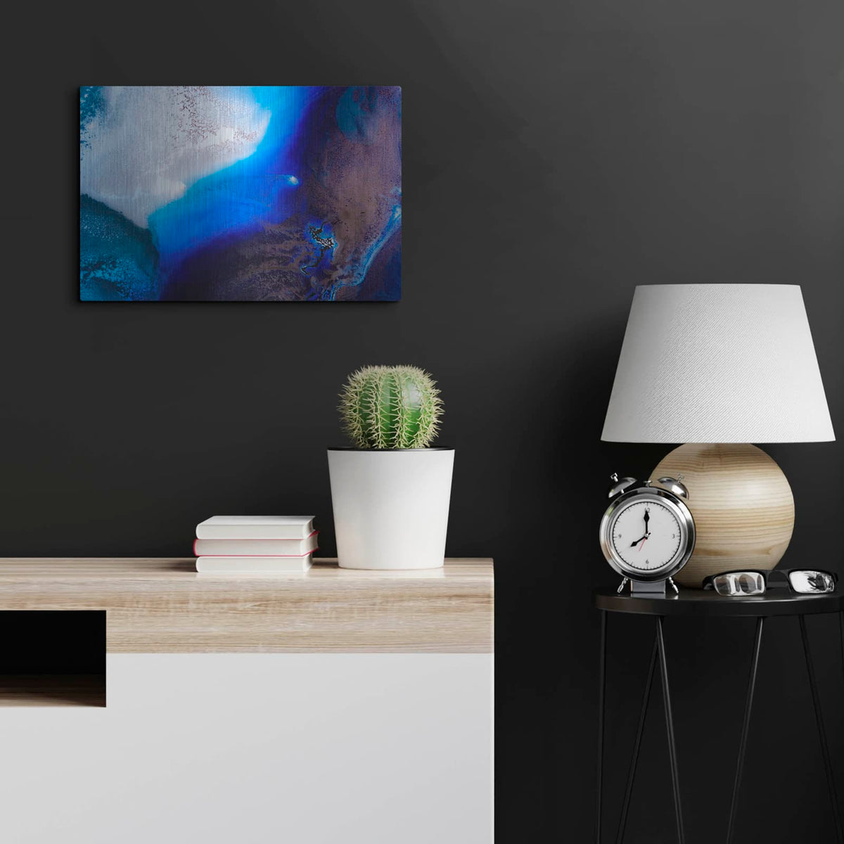 'Sapphire Haven' by Petra Meikle de Vlas – Metal Wall Art, 24x16 room view