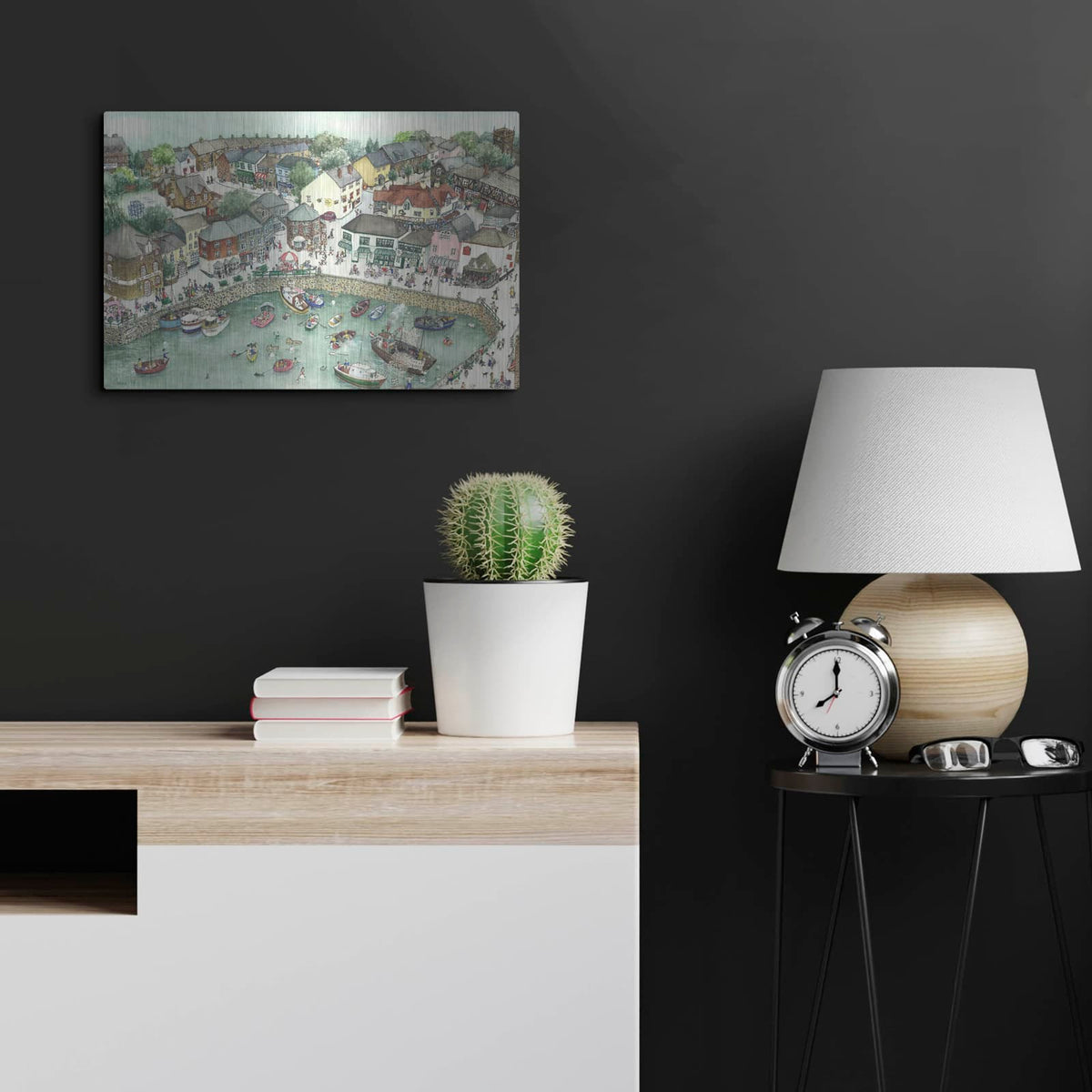 'Enjoying Some Of Padstow' by Serena – Metal Wall Art, 24x16 room view